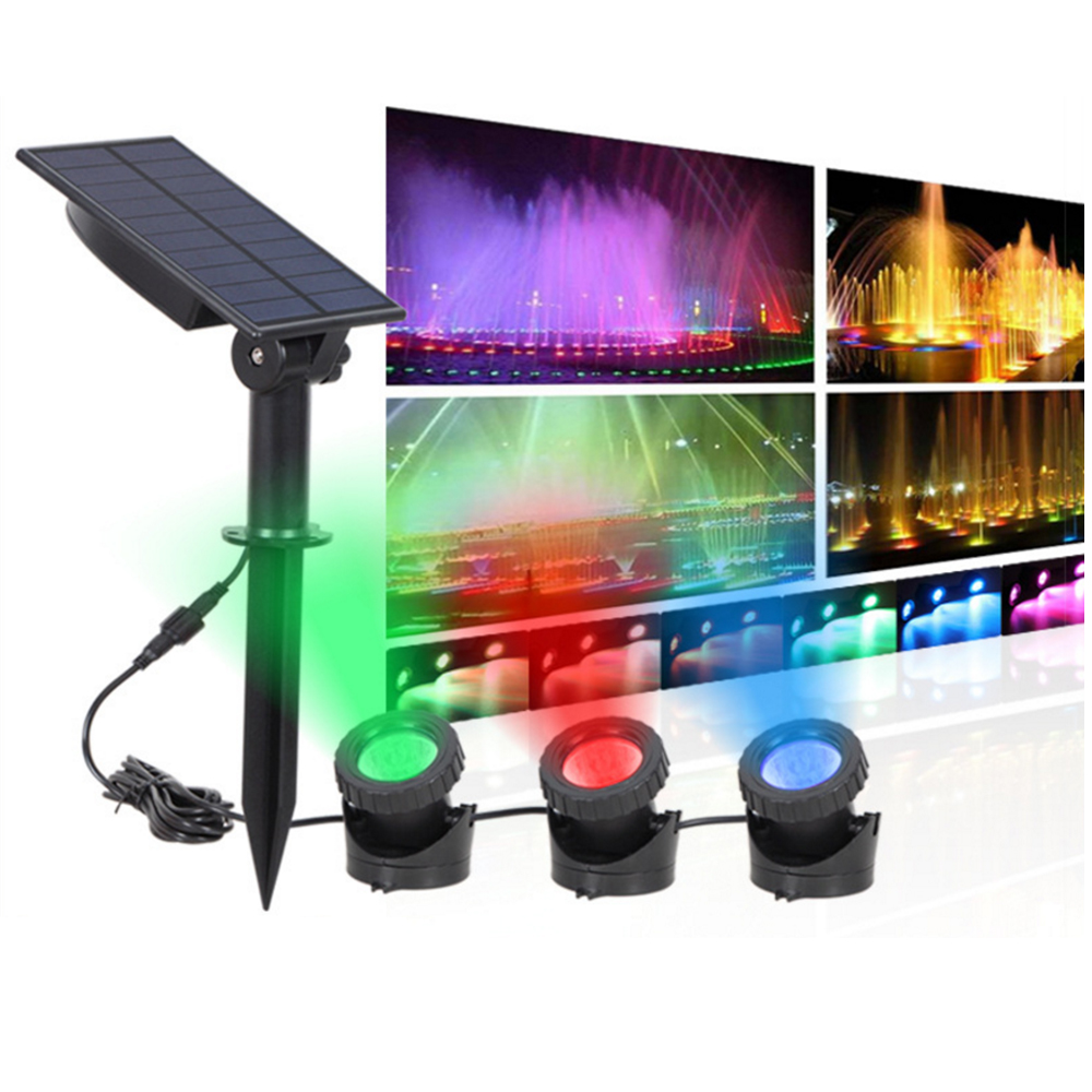 (1 PCS) RGB Solar Underwater Light Lawn Light Outdoor LED Garden Pool Gradient Spotlight Courtyard Landscape Light