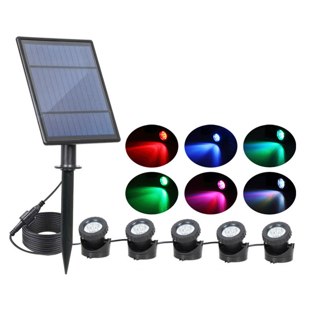 (1 PCS) RGB Solar Underwater Light Lawn Light Outdoor LED Garden Pool Gradient Spotlight Courtyard Landscape Light