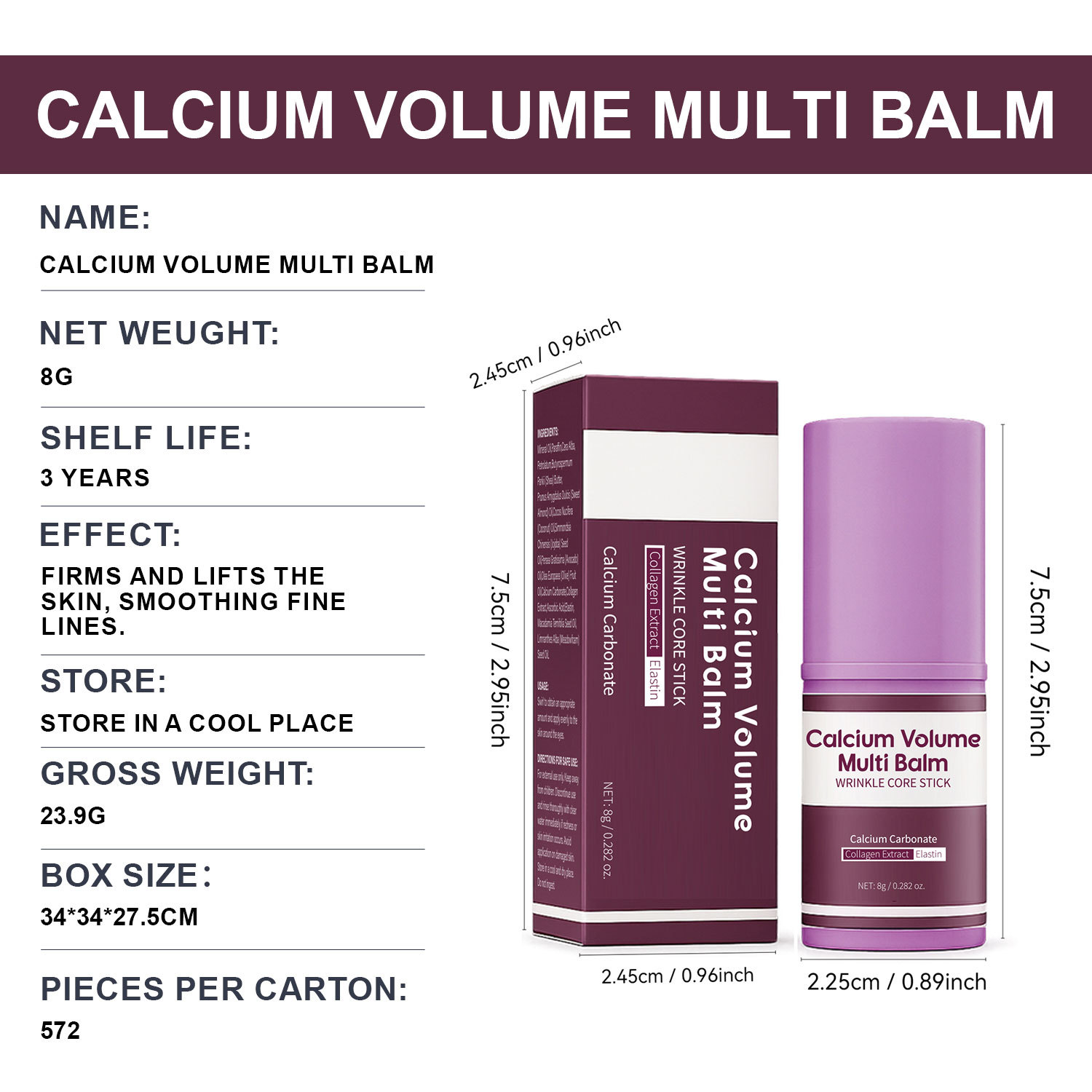 Plumping Multi Function Moisturizing Balm For Skin Firming Hydrating And Daily Nourishing Care 8g