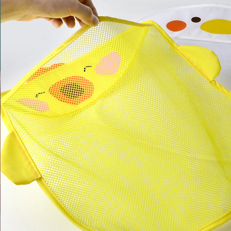 (gray) New Cartoon Duck C Sucker Design For Bath Toys Kids Animal Shapes Cloth Sand Toys Storage Net Bag