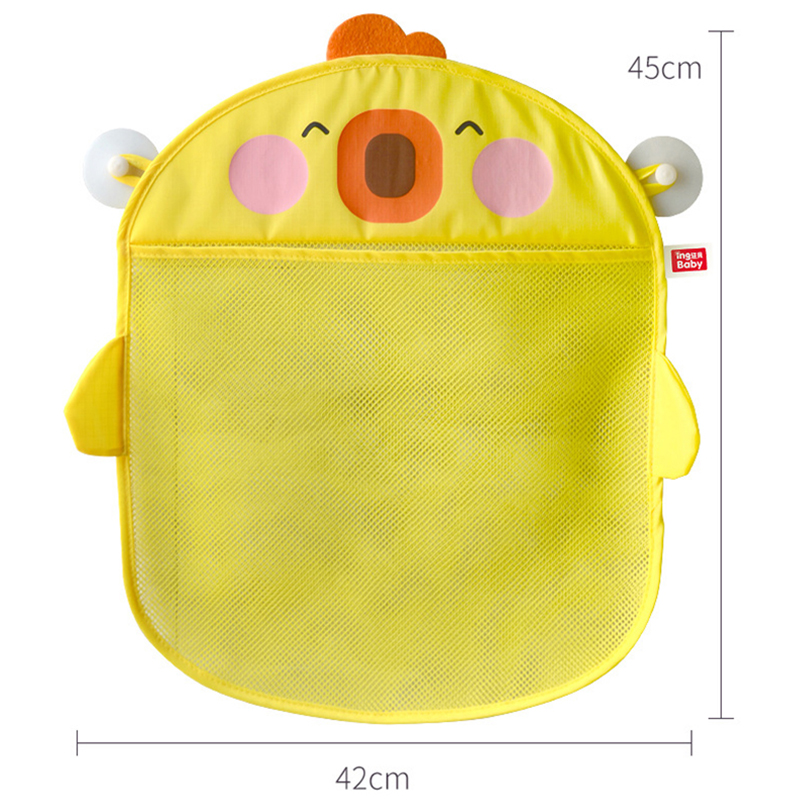 (gray) New Cartoon Duck C Sucker Design For Bath Toys Kids Animal Shapes Cloth Sand Toys Storage Net Bag