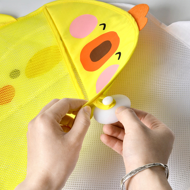 (gray) New Cartoon Duck C Sucker Design For Bath Toys Kids Animal Shapes Cloth Sand Toys Storage Net Bag