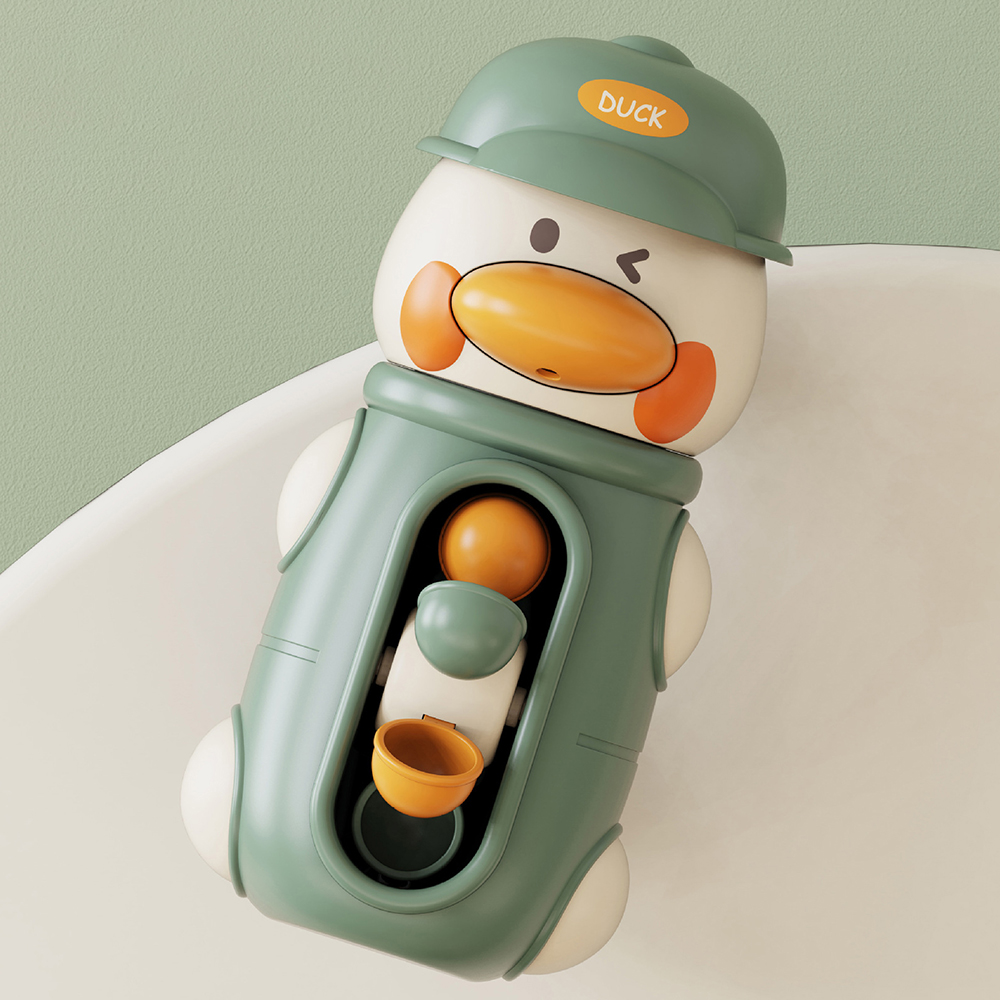 (OR) Bath Bathtub Toys for Toddlers 1 2 3 Years Old Duck Rotatable Waterwheel Bathroom Strong Suckers Water Scoop Fun Bath Toys Gifts