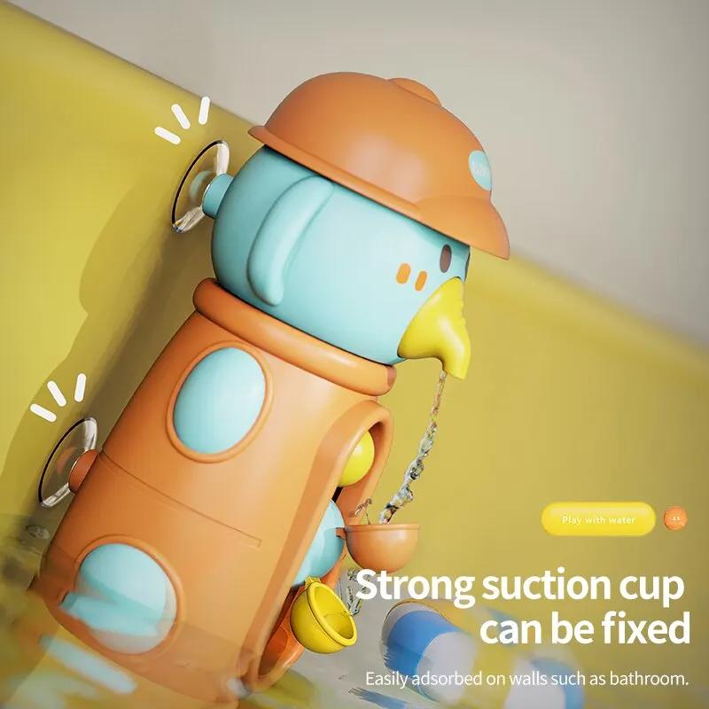 (OR) Bath Bathtub Toys for Toddlers 1 2 3 Years Old Duck Rotatable Waterwheel Bathroom Strong Suckers Water Scoop Fun Bath Toys Gifts