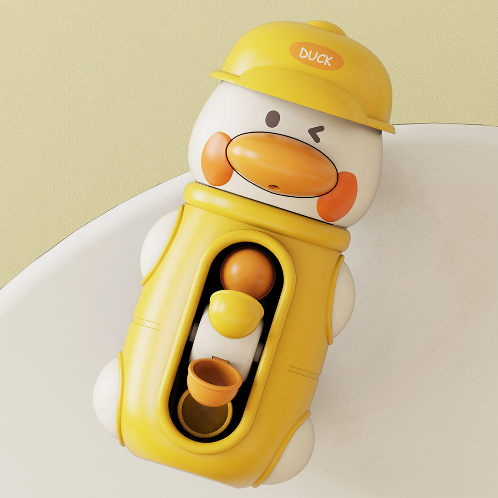 (OR) Bath Bathtub Toys for Toddlers 1 2 3 Years Old Duck Rotatable Waterwheel Bathroom Strong Suckers Water Scoop Fun Bath Toys Gifts