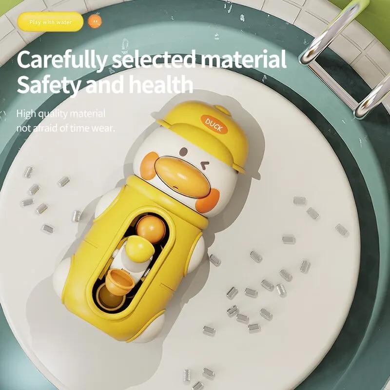 (OR) Bath Bathtub Toys for Toddlers 1 2 3 Years Old Duck Rotatable Waterwheel Bathroom Strong Suckers Water Scoop Fun Bath Toys Gifts