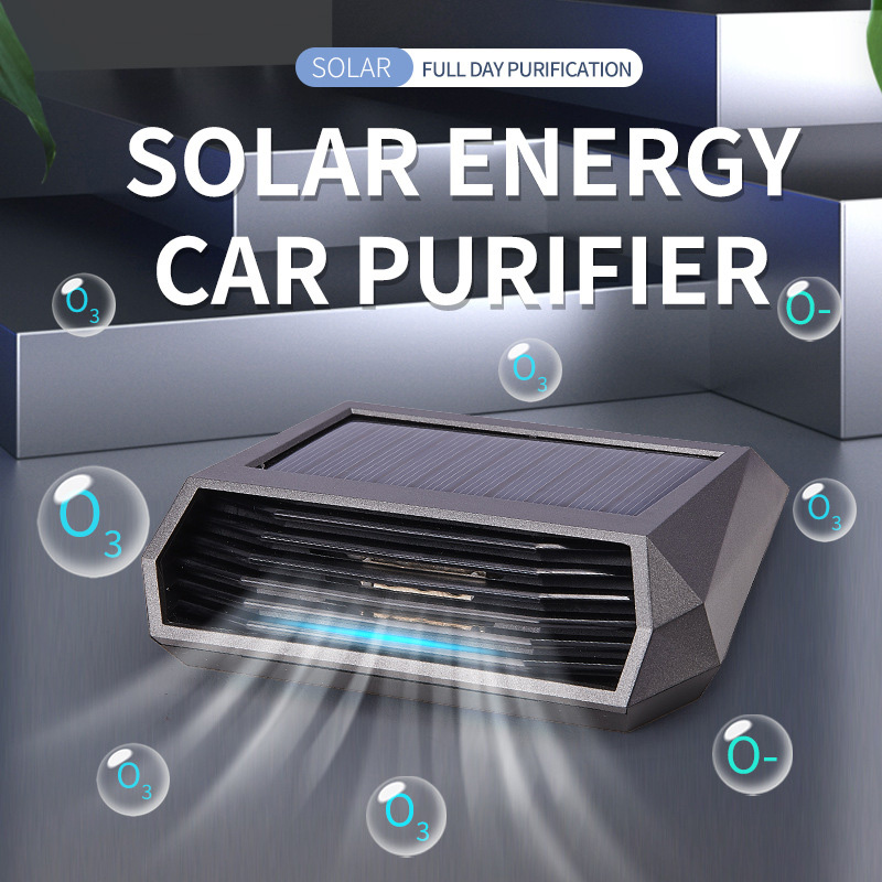 Portable Solar Energy Powered Car Air Purifier Ozonizer Anion Odor Eliminator Ozone Generator Rechargeable Air Purifier For Car