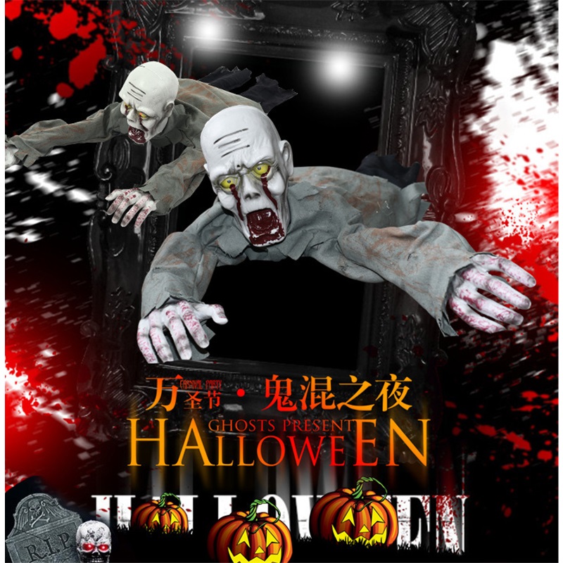 Sound Light Crawling Ghost Halloween Secret Room Decoration Haunted House Scary Hanging Bar Layout Sound Activated Electric