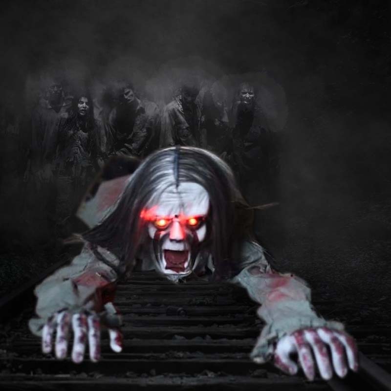 Sound Light Crawling Ghost Halloween Secret Room Decoration Haunted House Scary Hanging Bar Layout Sound Activated Electric