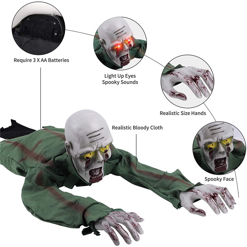 Sound Light Crawling Ghost Halloween Secret Room Decoration Haunted House Scary Hanging Bar Layout Sound Activated Electric