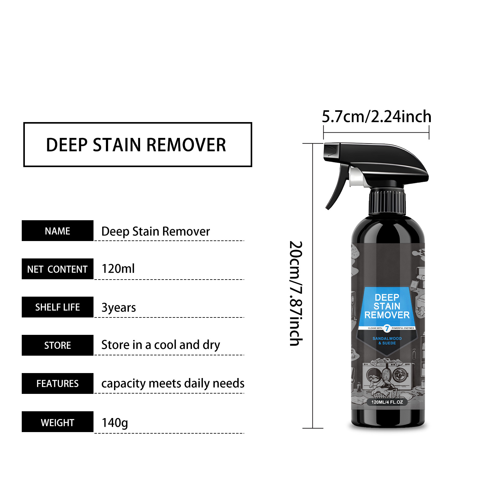 Clothing Cleaner Mild Stain Removal Oil Stain Purify Refresh Fabric Care Easy Wash Daily Garment Cleansing Supply