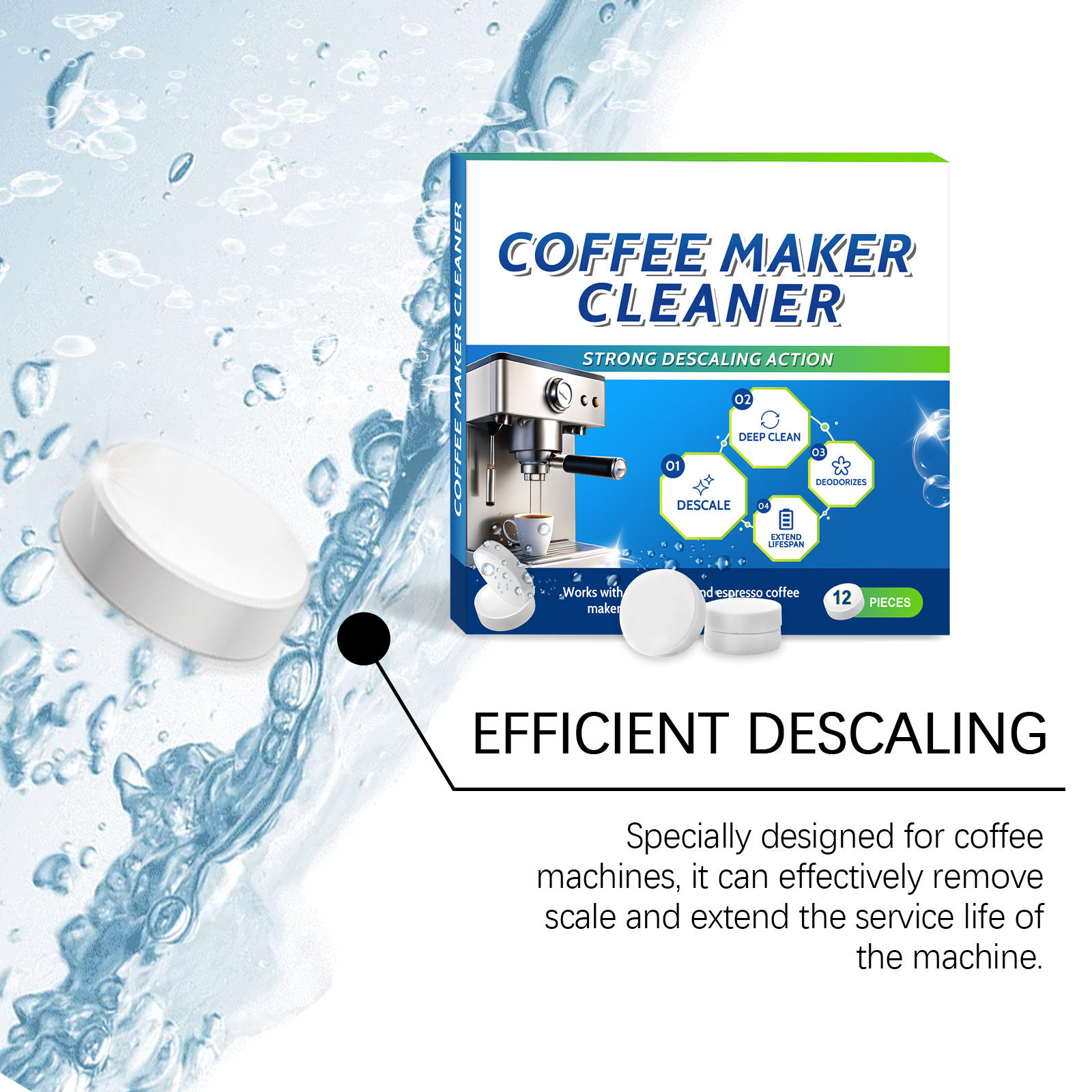 Coffee Machine Cleaning Tablets Daily Mild Remove Stains Limescale Portable Universal Care For All Coffee Makers