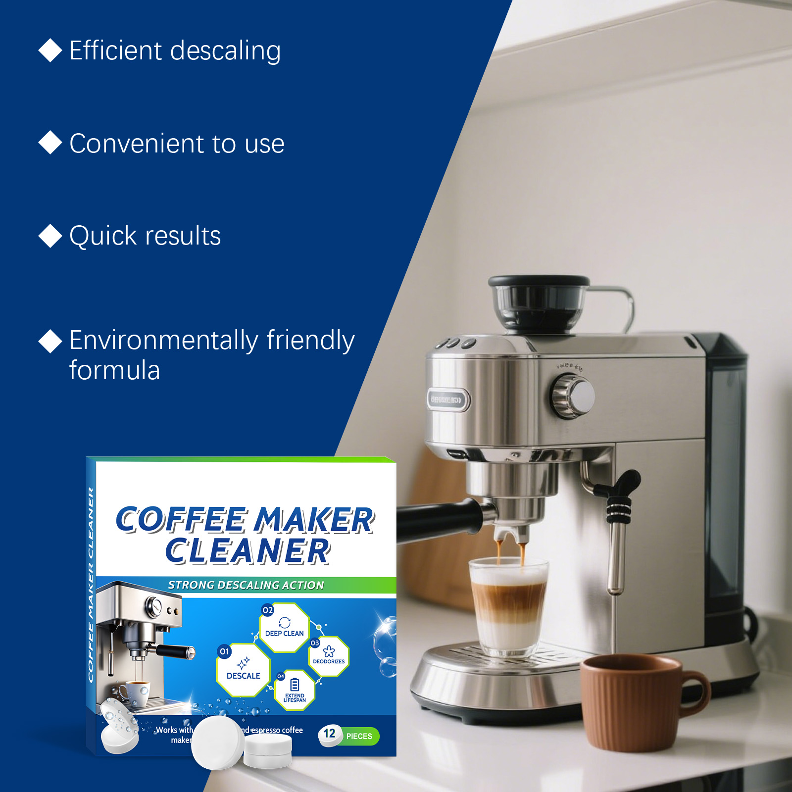 Coffee Machine Cleaning Tablets Daily Mild Remove Stains Limescale Portable Universal Care For All Coffee Makers