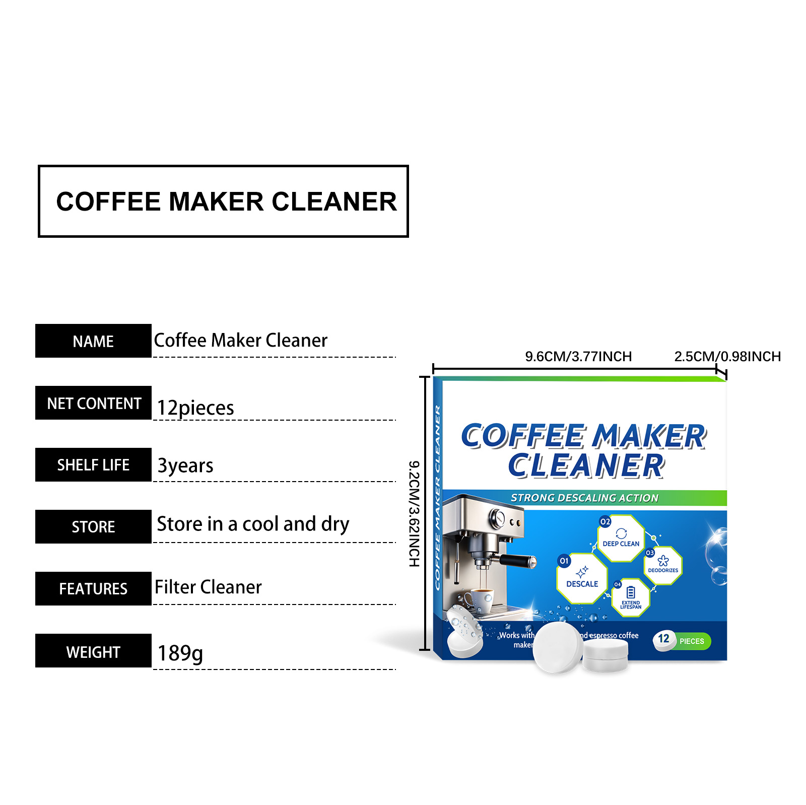Coffee Machine Cleaning Tablets Daily Mild Remove Stains Limescale Portable Universal Care For All Coffee Makers