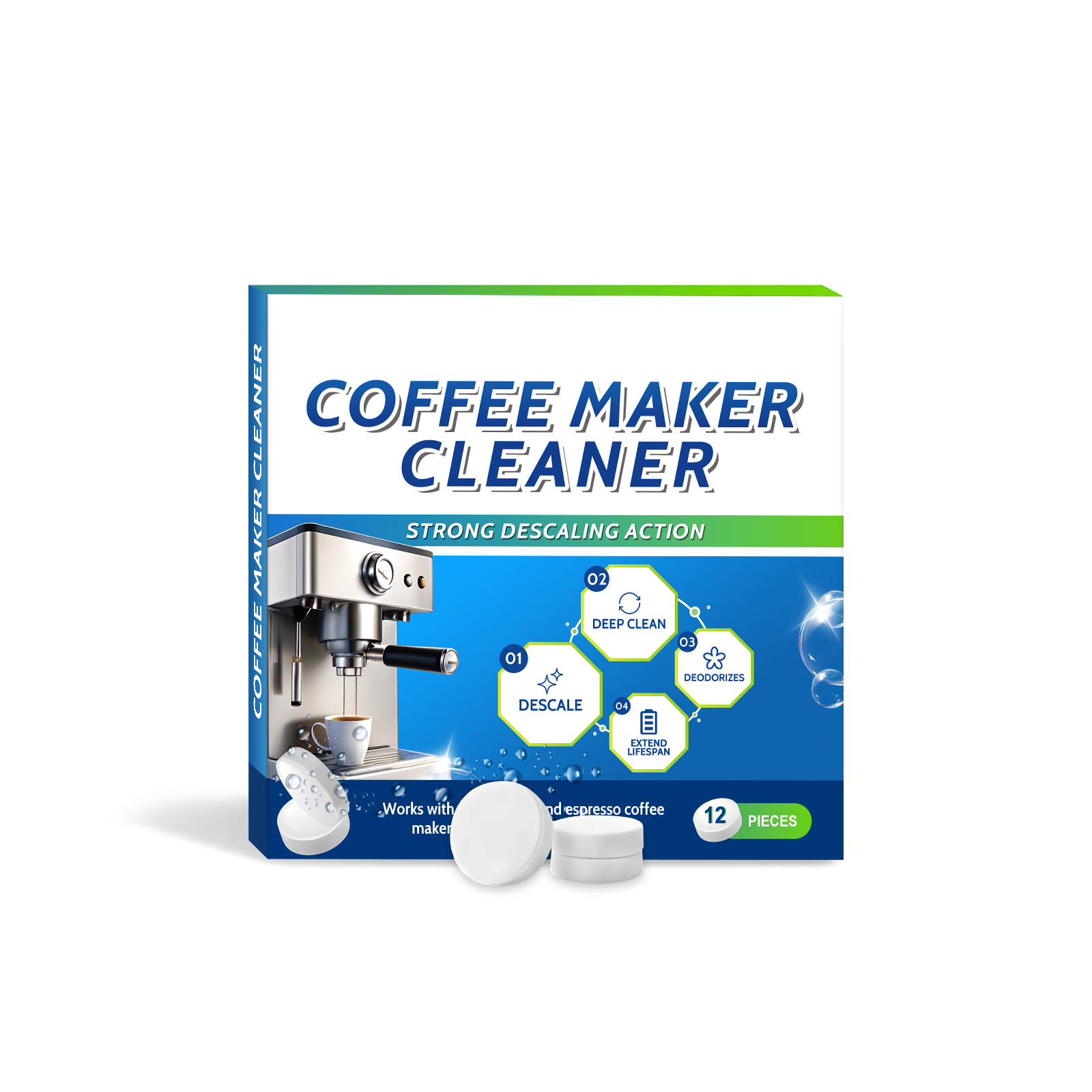 Coffee Machine Cleaning Tablets Daily Mild Remove Stains Limescale Portable Universal Care For All Coffee Makers