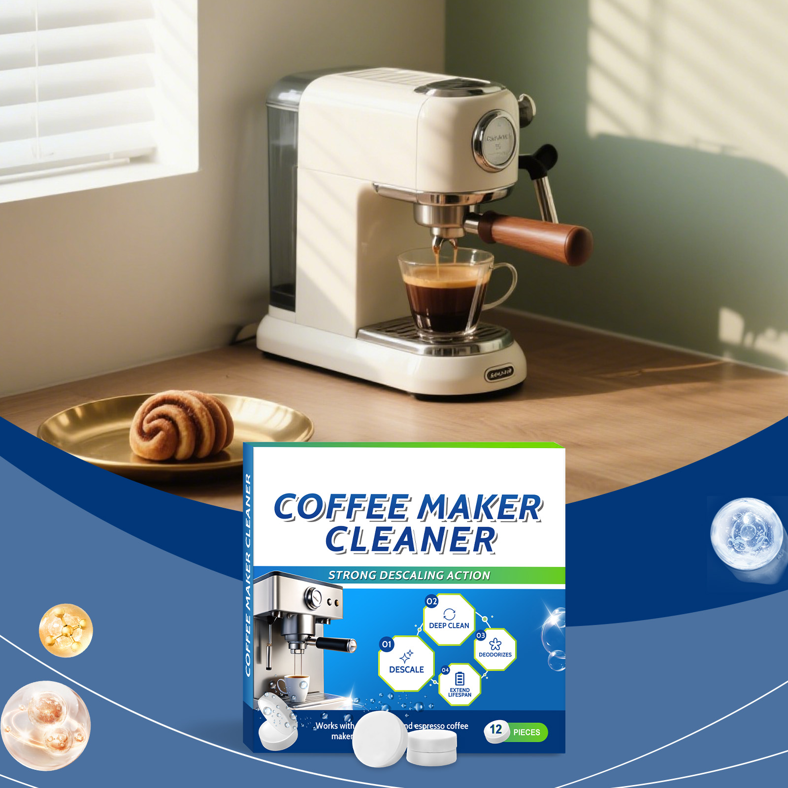 Coffee Machine Cleaning Tablets Daily Mild Remove Stains Limescale Portable Universal Care For All Coffee Makers