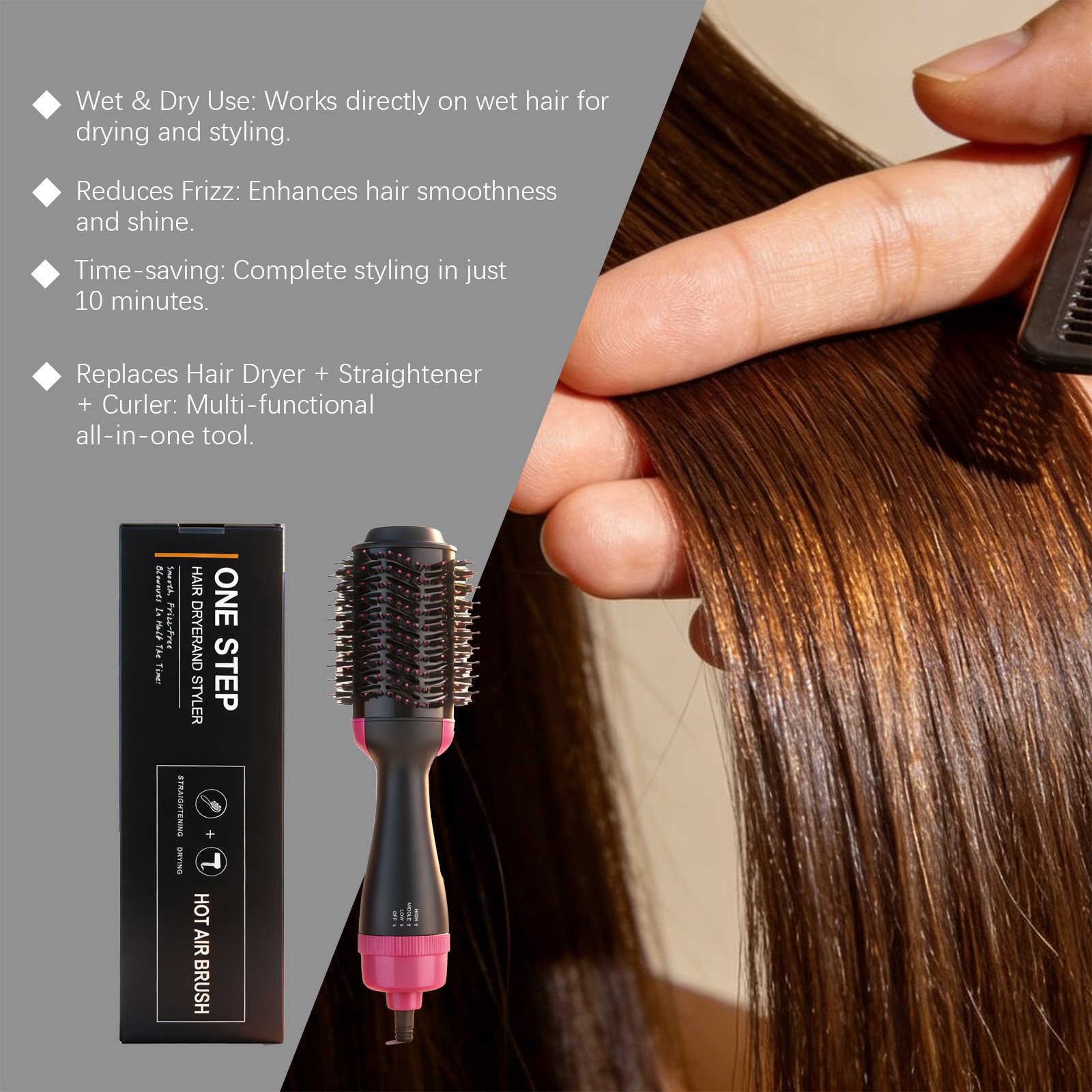 Hot Air Comb Four In One Ionic Heating Blow Straight Fluffy Styling Household Hair Beauty Tool