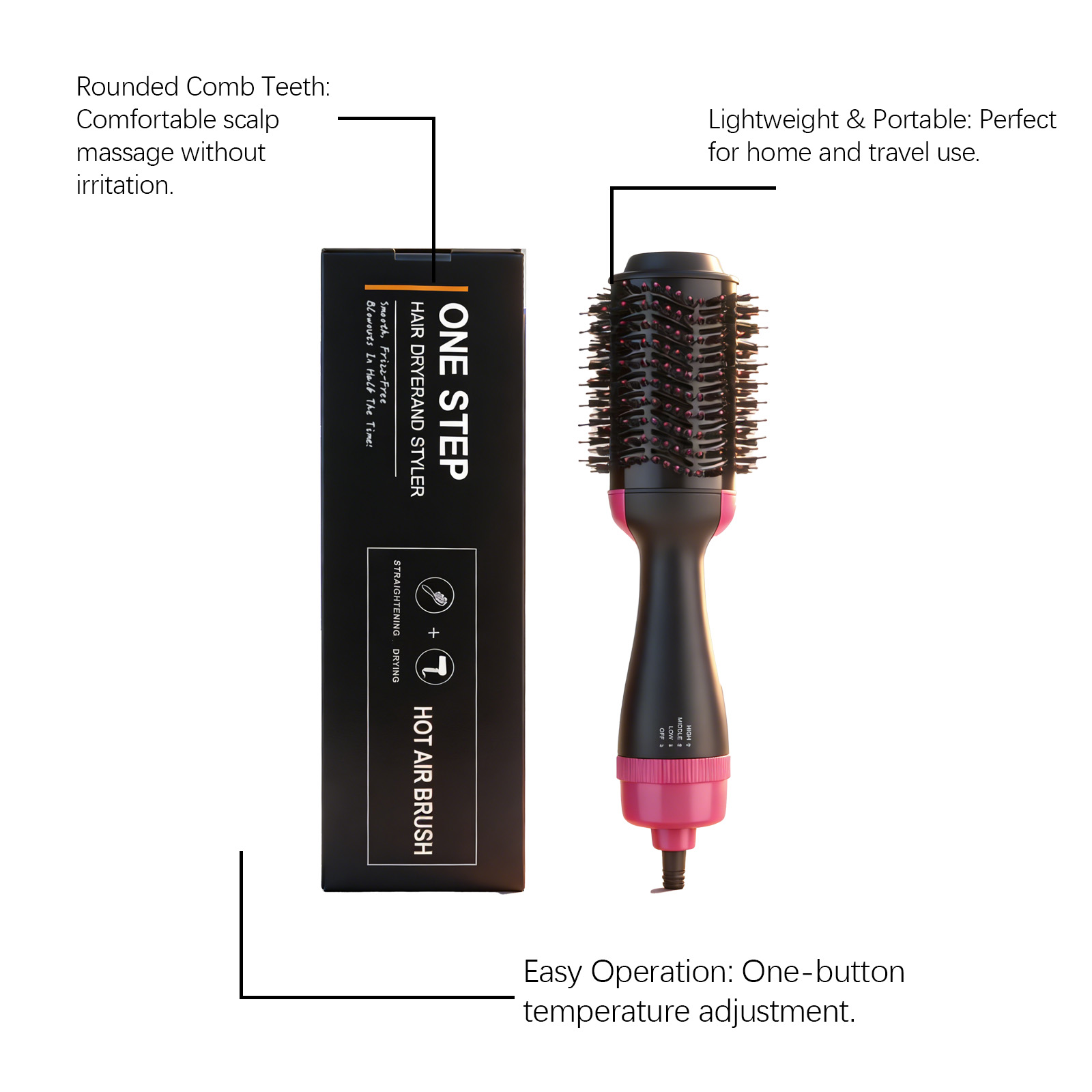 Hot Air Comb Four In One Ionic Heating Blow Straight Fluffy Styling Household Hair Beauty Tool