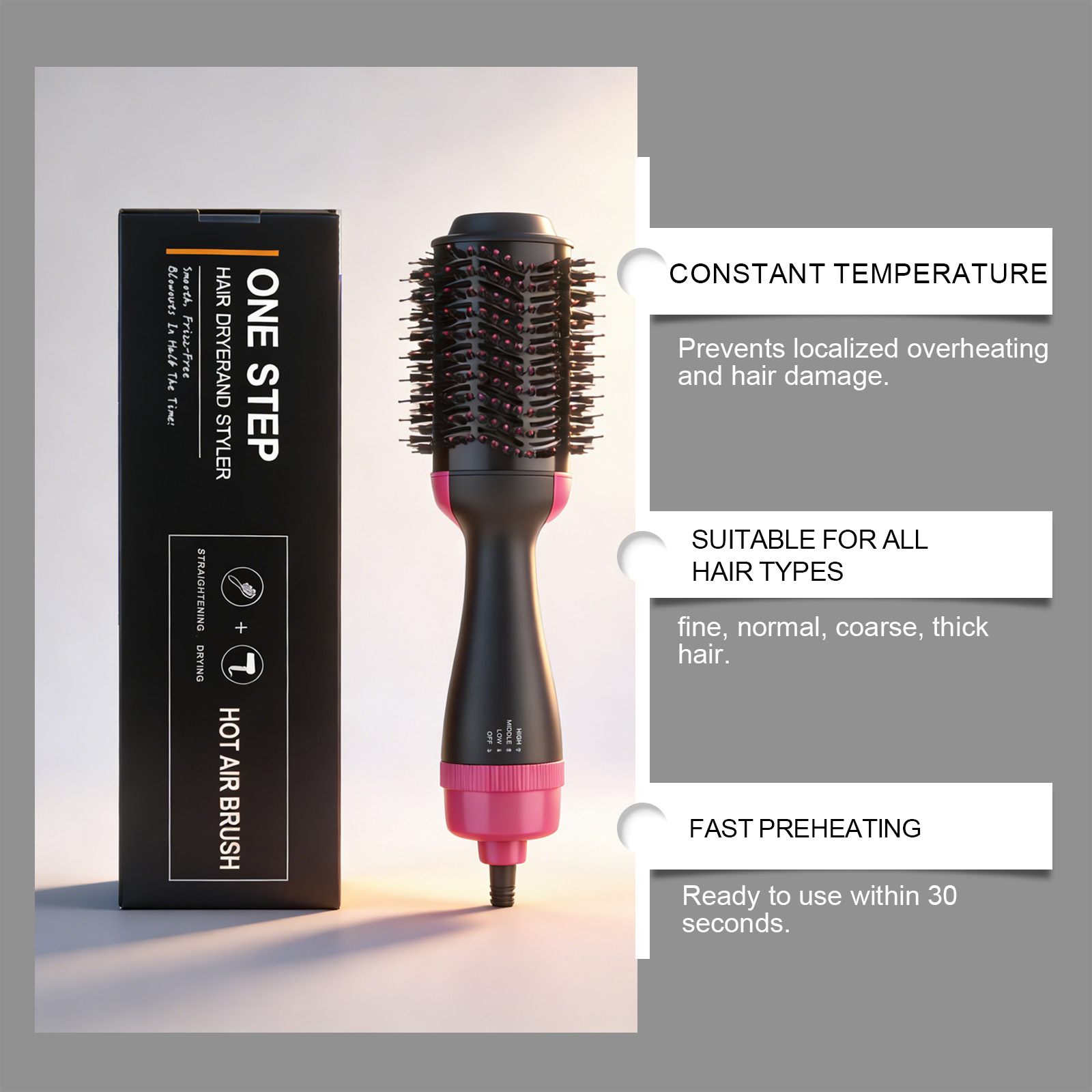 Hot Air Comb Four In One Ionic Heating Blow Straight Fluffy Styling Household Hair Beauty Tool