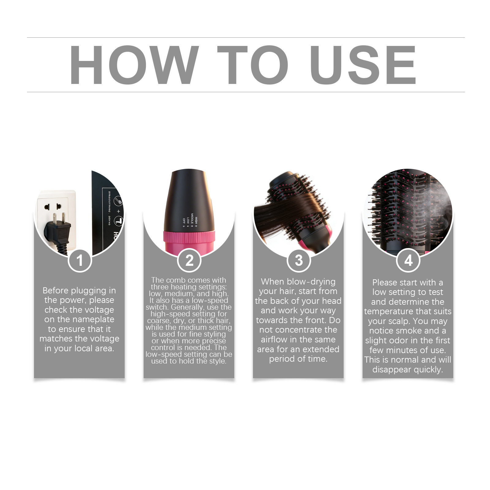 Hot Air Comb Four In One Ionic Heating Blow Straight Fluffy Styling Household Hair Beauty Tool