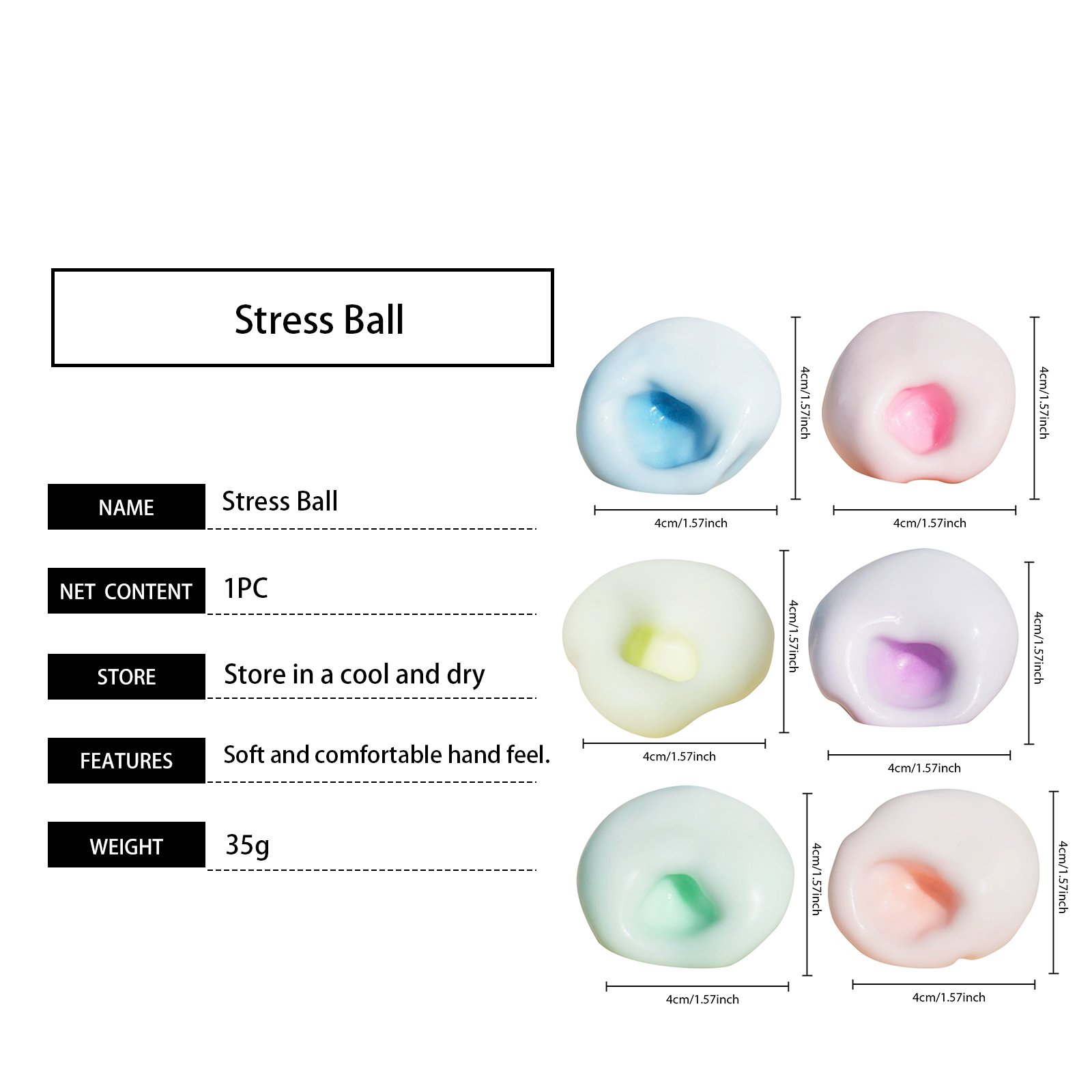 (Pink) Stress Relief Ball Toy Light Blue Soft Slow Resilient Squishy Office Fun Daily Play