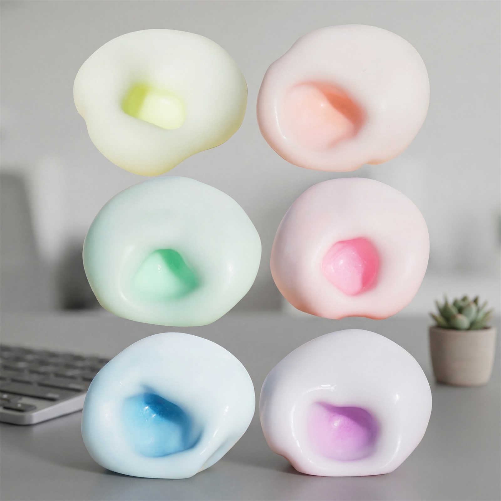 (Pink) Stress Relief Ball Toy Light Blue Soft Slow Resilient Squishy Office Fun Daily Play