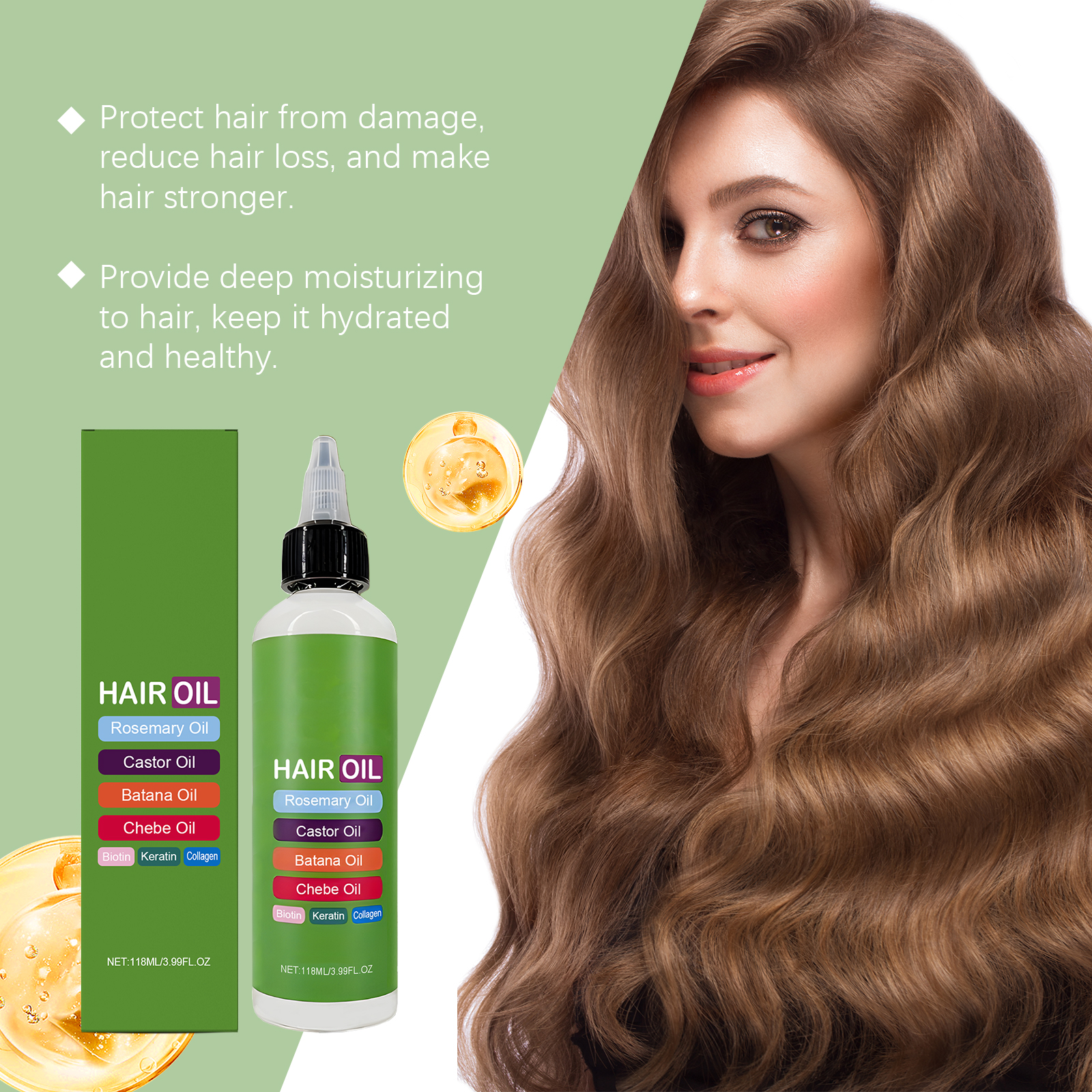 Moisturizing Hair Care Oil Hydrating Nourish Soft Shiny Daily Protect Moist Repair Dry Split End Hair