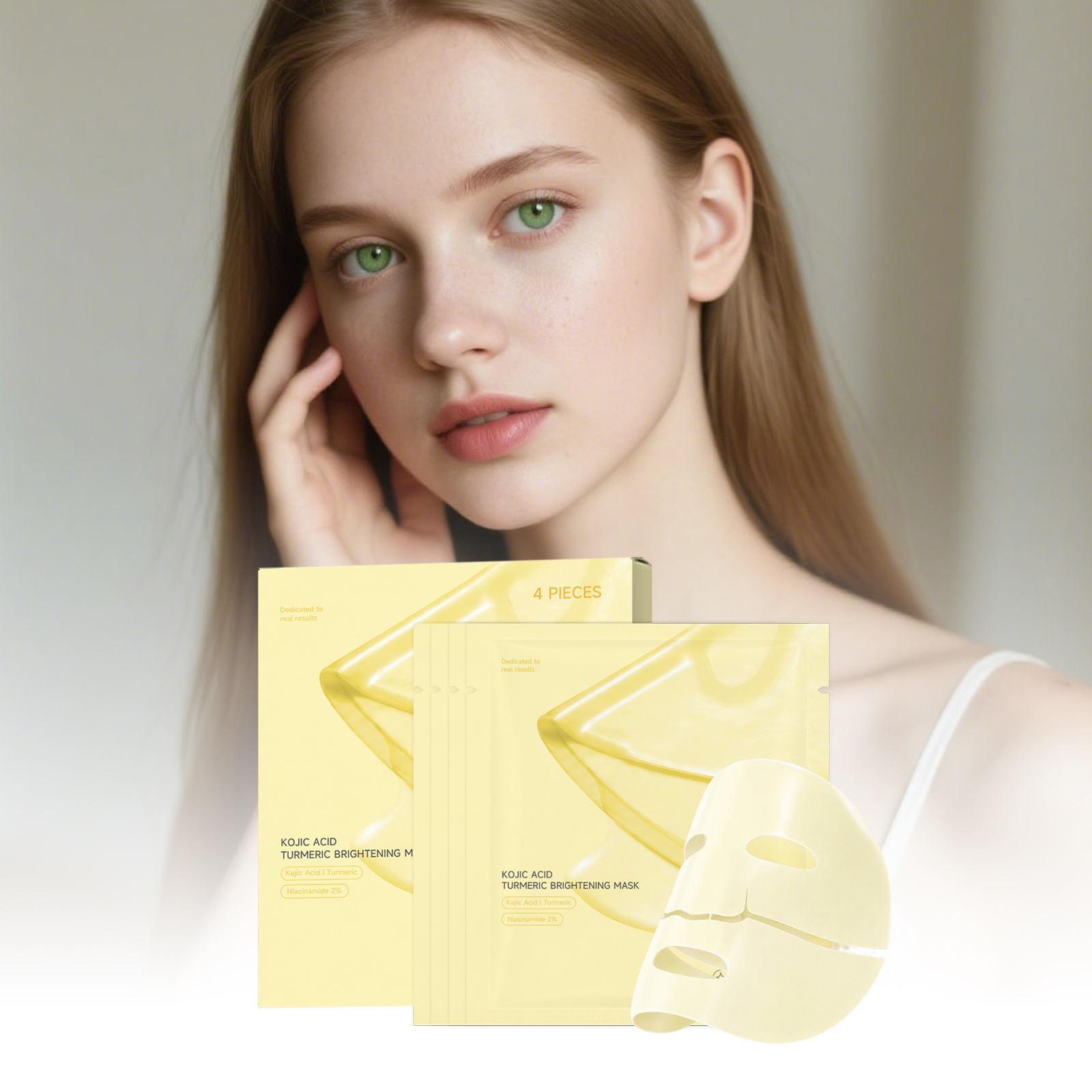 Kojic Acid Turmeric Skin Care Mask Daily Mild Hydrating Moist Soft Sheet Facial Skin Treatment
