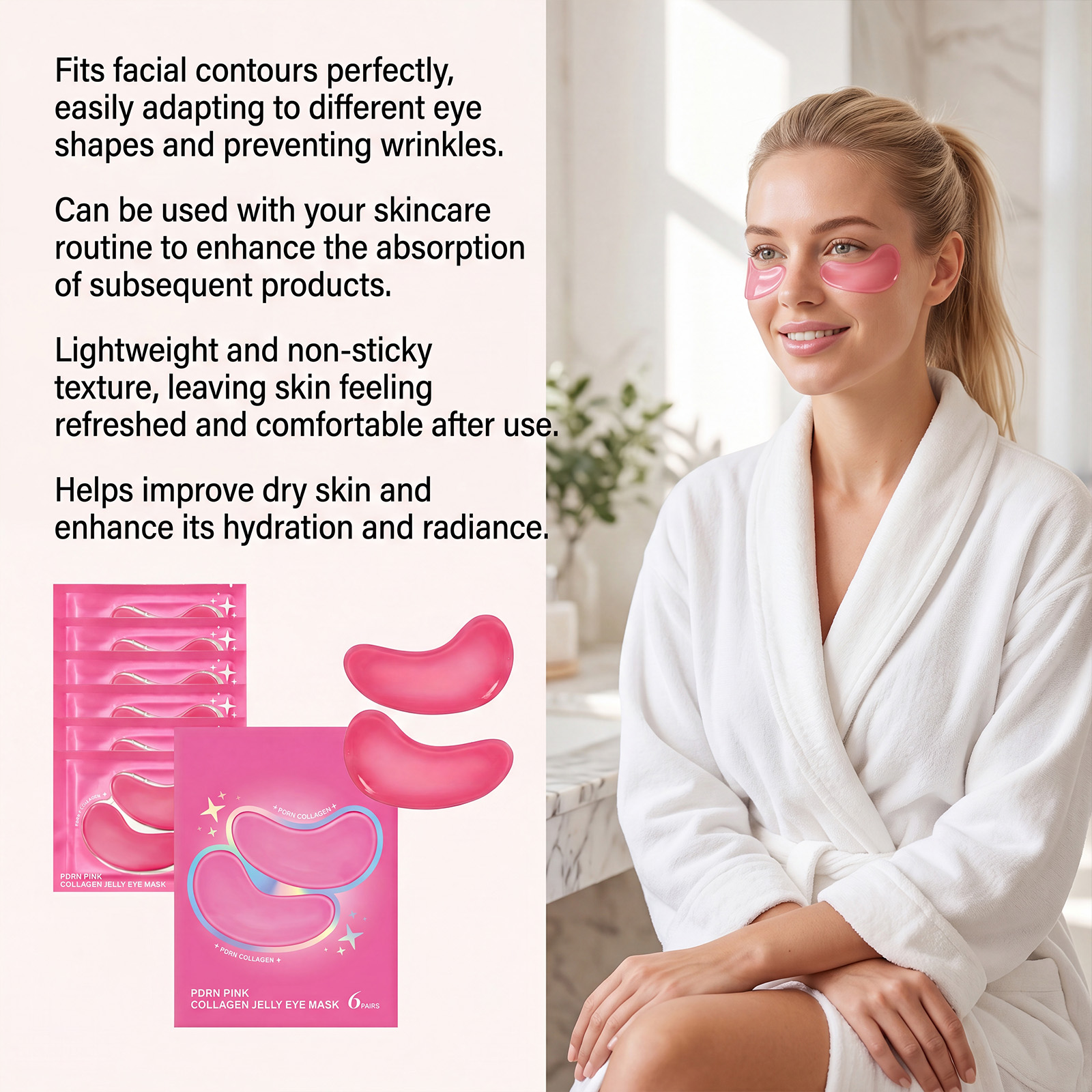Collagen Moisturizing Eye Mask Hydrating Closefitting Mild Nourishing Brightening Lightweight Breathable Eye Skin