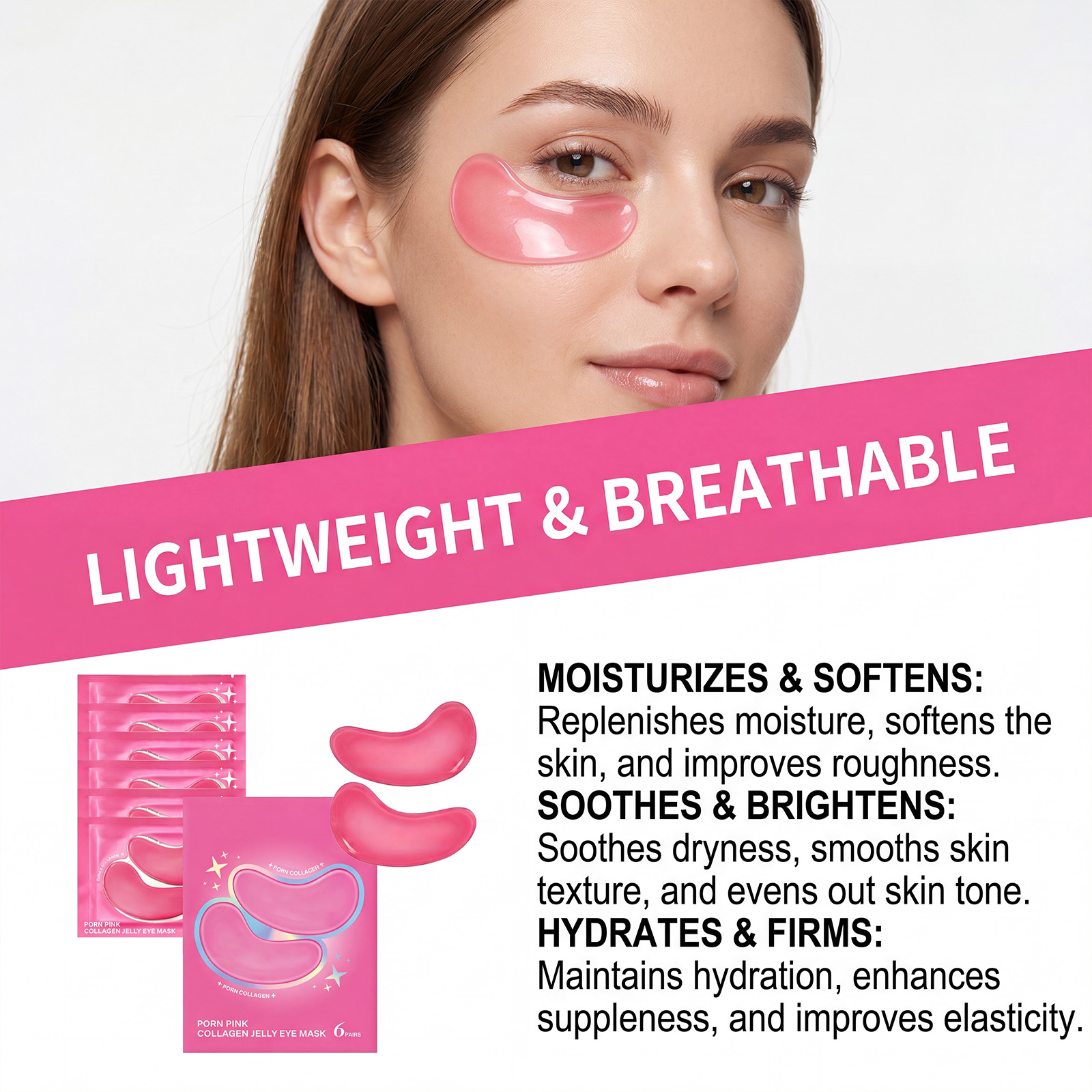 Collagen Moisturizing Eye Mask Hydrating Closefitting Mild Nourishing Brightening Lightweight Breathable Eye Skin