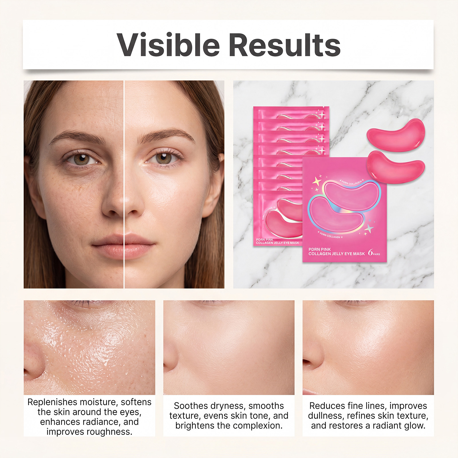 Collagen Moisturizing Eye Mask Hydrating Closefitting Mild Nourishing Brightening Lightweight Breathable Eye Skin