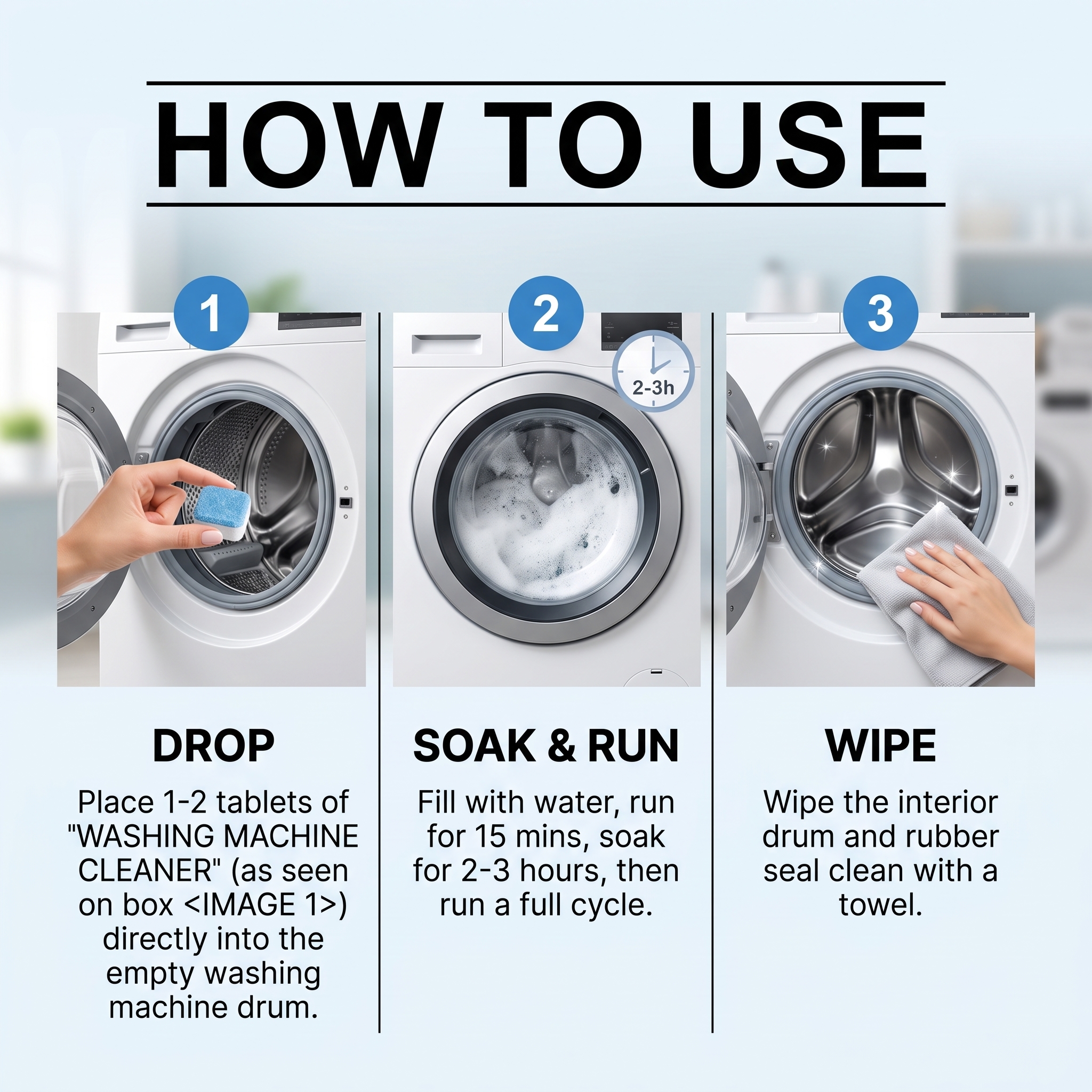 Washing Machine Tank Cleaning Tablet Dirt Removing Care Solid Block For Front Top Load Laundry Appliance Daily Use