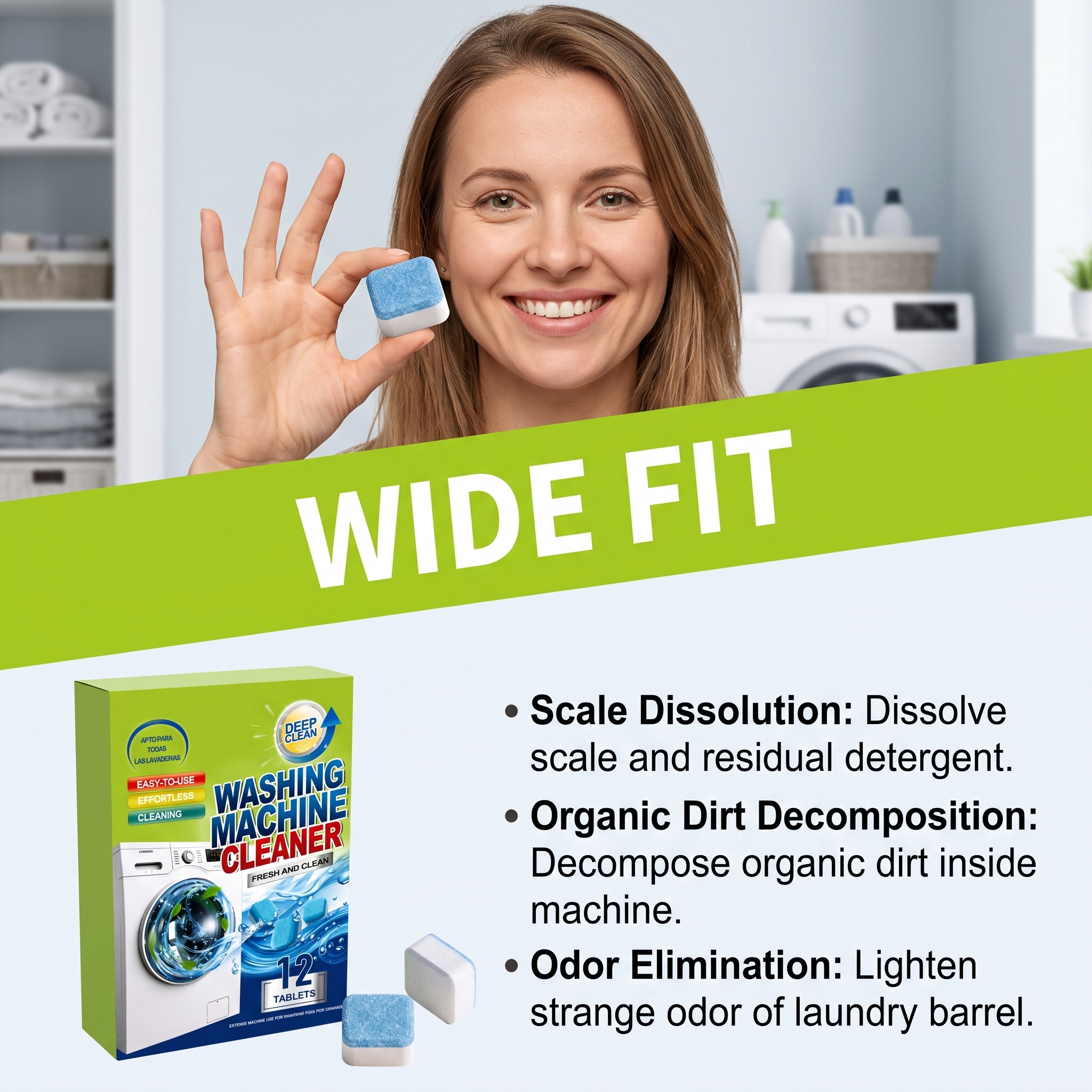 Washing Machine Tank Cleaning Tablet Dirt Removing Care Solid Block For Front Top Load Laundry Appliance Daily Use