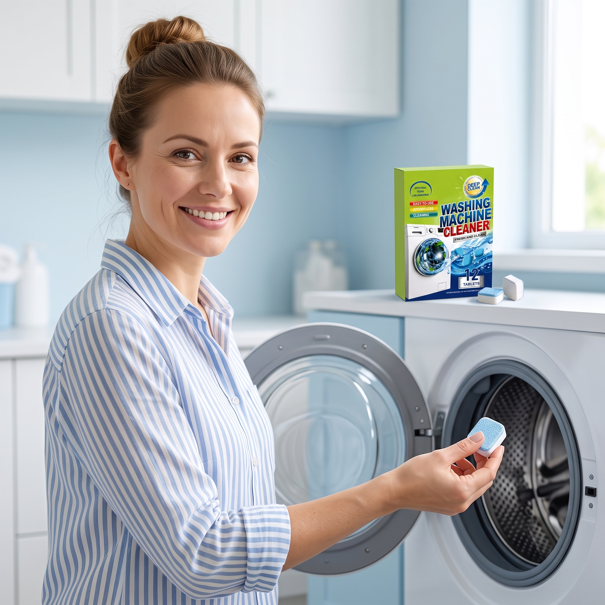 Washing Machine Tank Cleaning Tablet Dirt Removing Care Solid Block For Front Top Load Laundry Appliance Daily Use