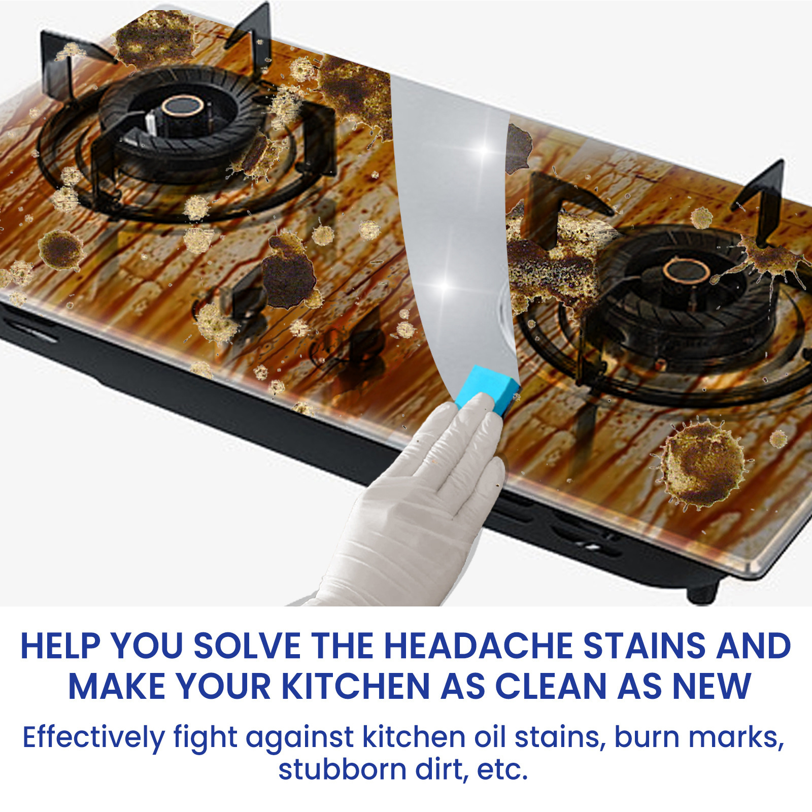 Kitchen Cleaning Powder Heavy Duty Grease Remover Stainless Steel Cookware Stain Eliminator