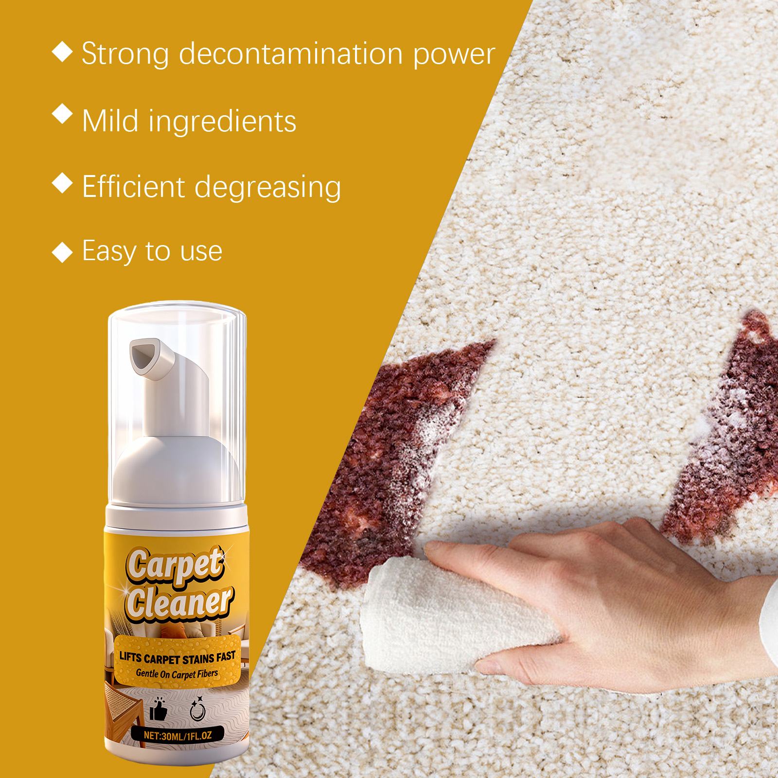 Fabric Carpet Foam Cleaner Mild Cleansing Care Convenient Detergent Household Carpet Stain Remover