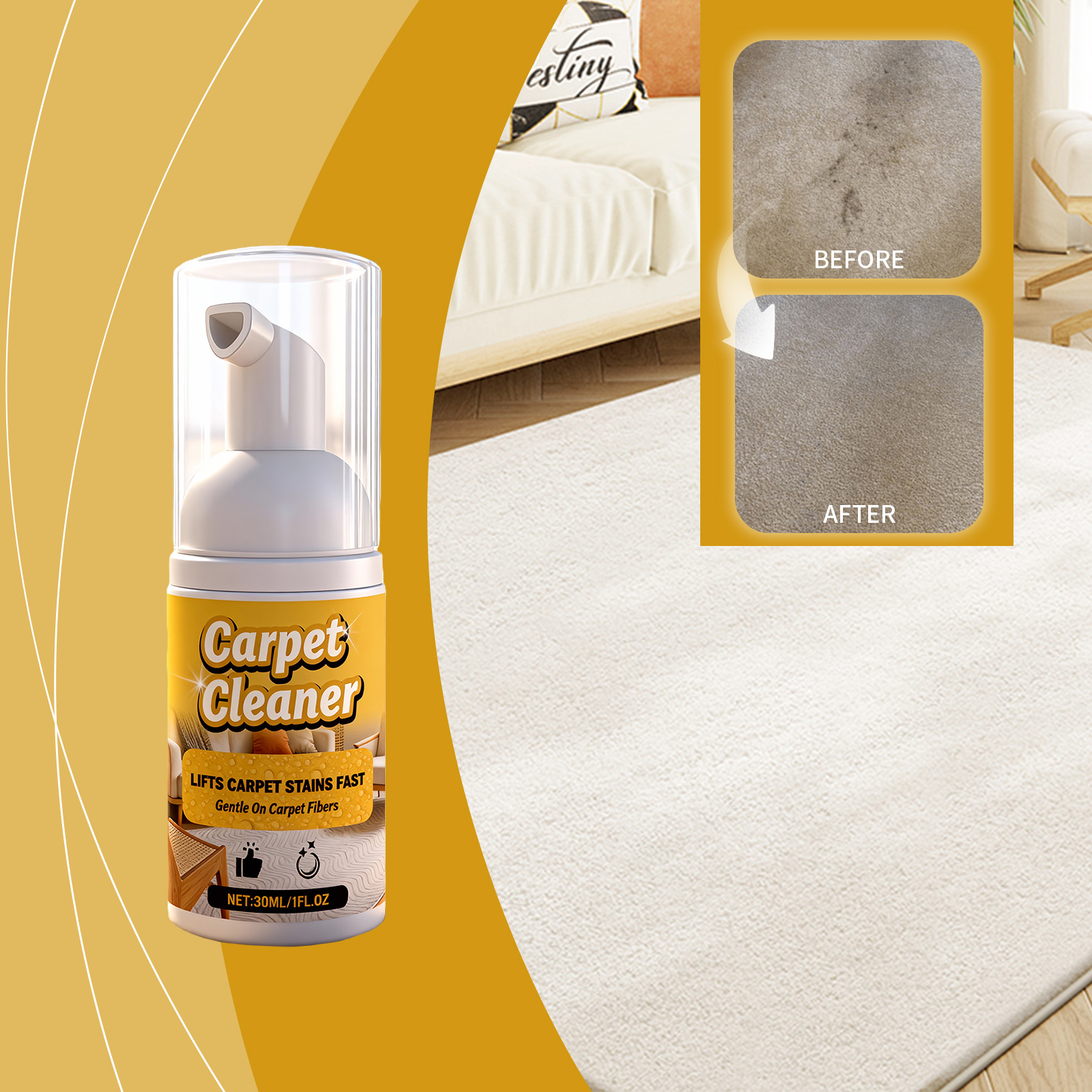 Fabric Carpet Foam Cleaner Mild Cleansing Care Convenient Detergent Household Carpet Stain Remover