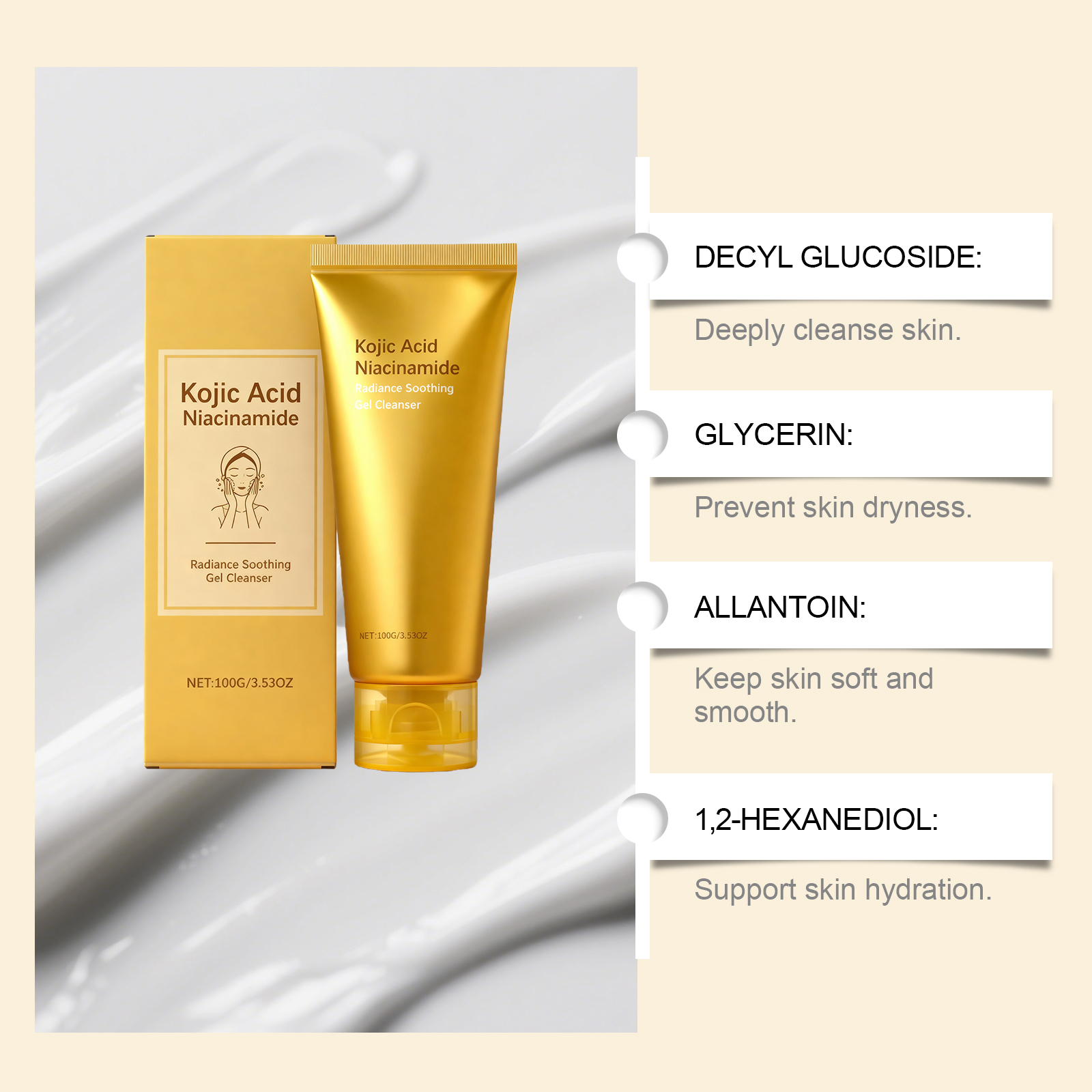 Brightening Gentle Cleansing Gel Daily Mild Clean Facial Skin Moisturizing Hydrating Refreshing Non Tight