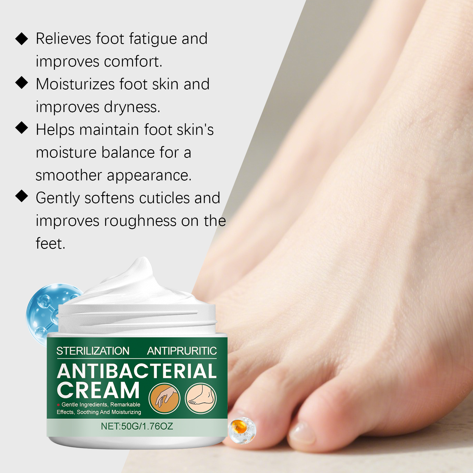 Foot Moisturizing Cream Hydrating Soft Refreshing Nonsticky Quickabsorb Daily Skin Care