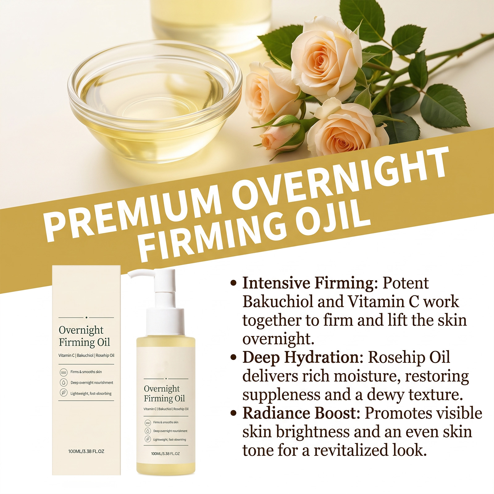 Night Facial Oil Hydrating Soft Delicate Light Moisturizing Absorbent Evening Skin Care For Face