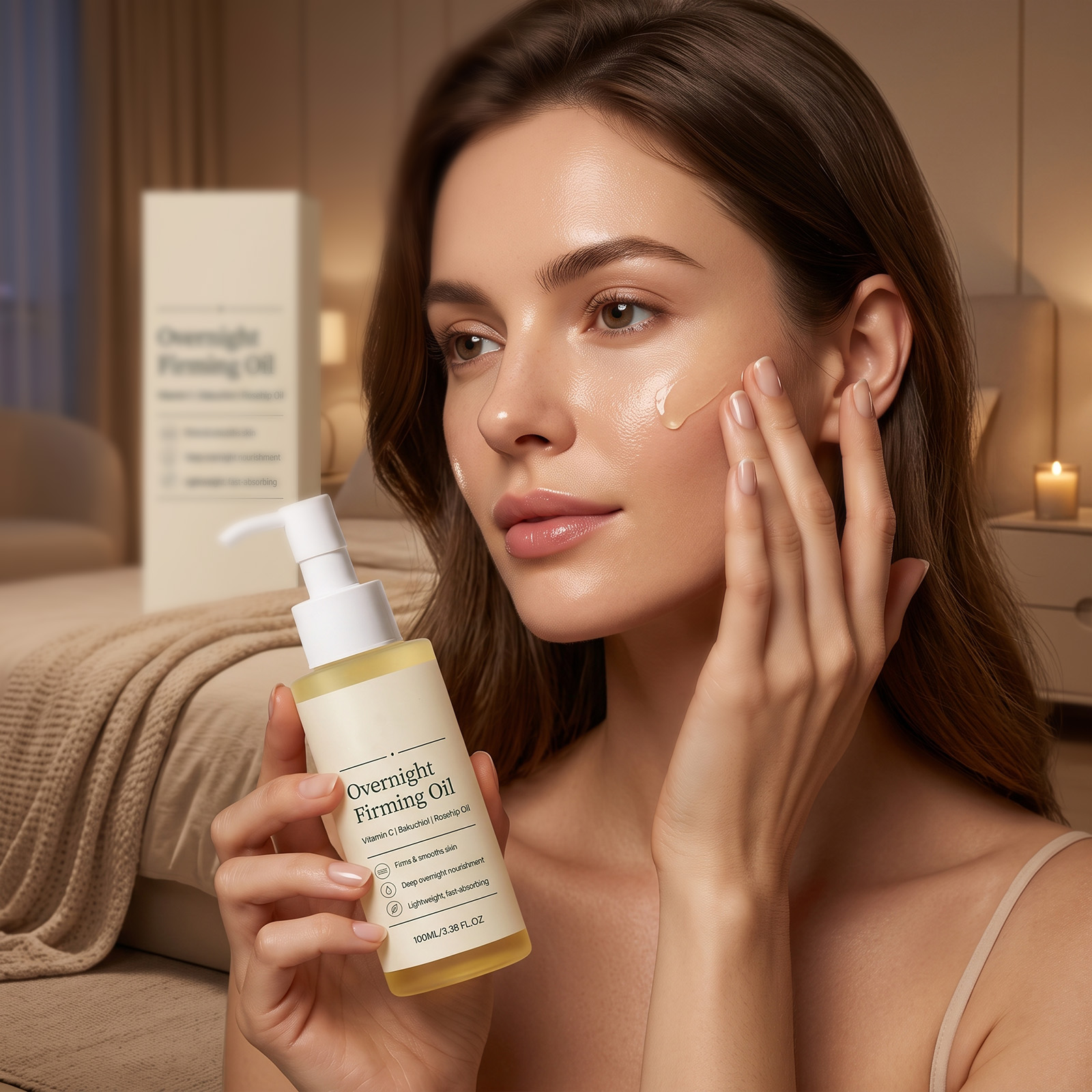Night Facial Oil Hydrating Soft Delicate Light Moisturizing Absorbent Evening Skin Care For Face