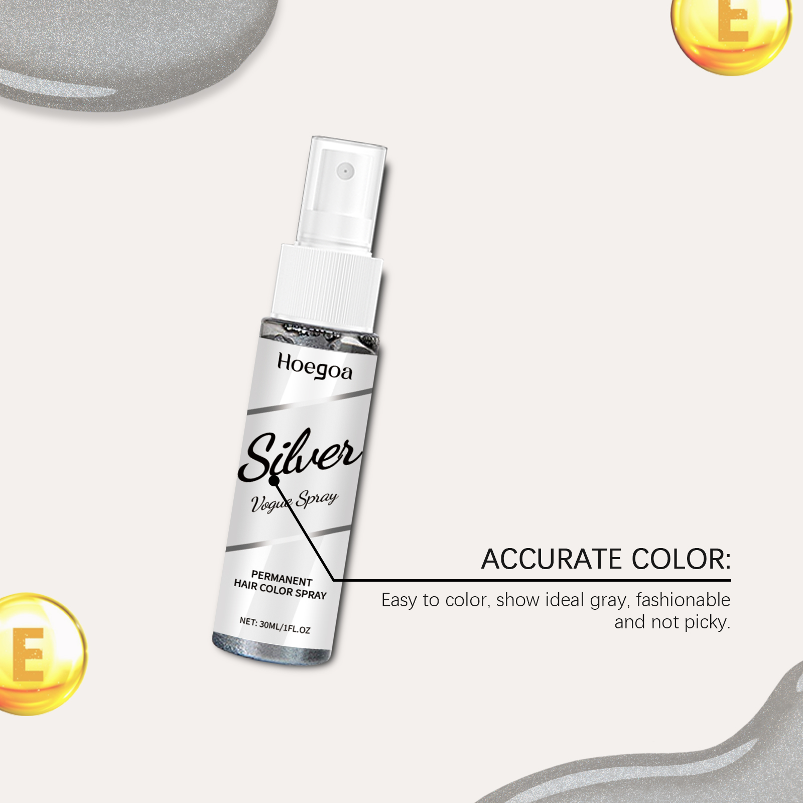 Silver Gray Hair Color Spray Temporary Fashion Hair Dye For Styling Parties Daily Wear Plant Based Formula