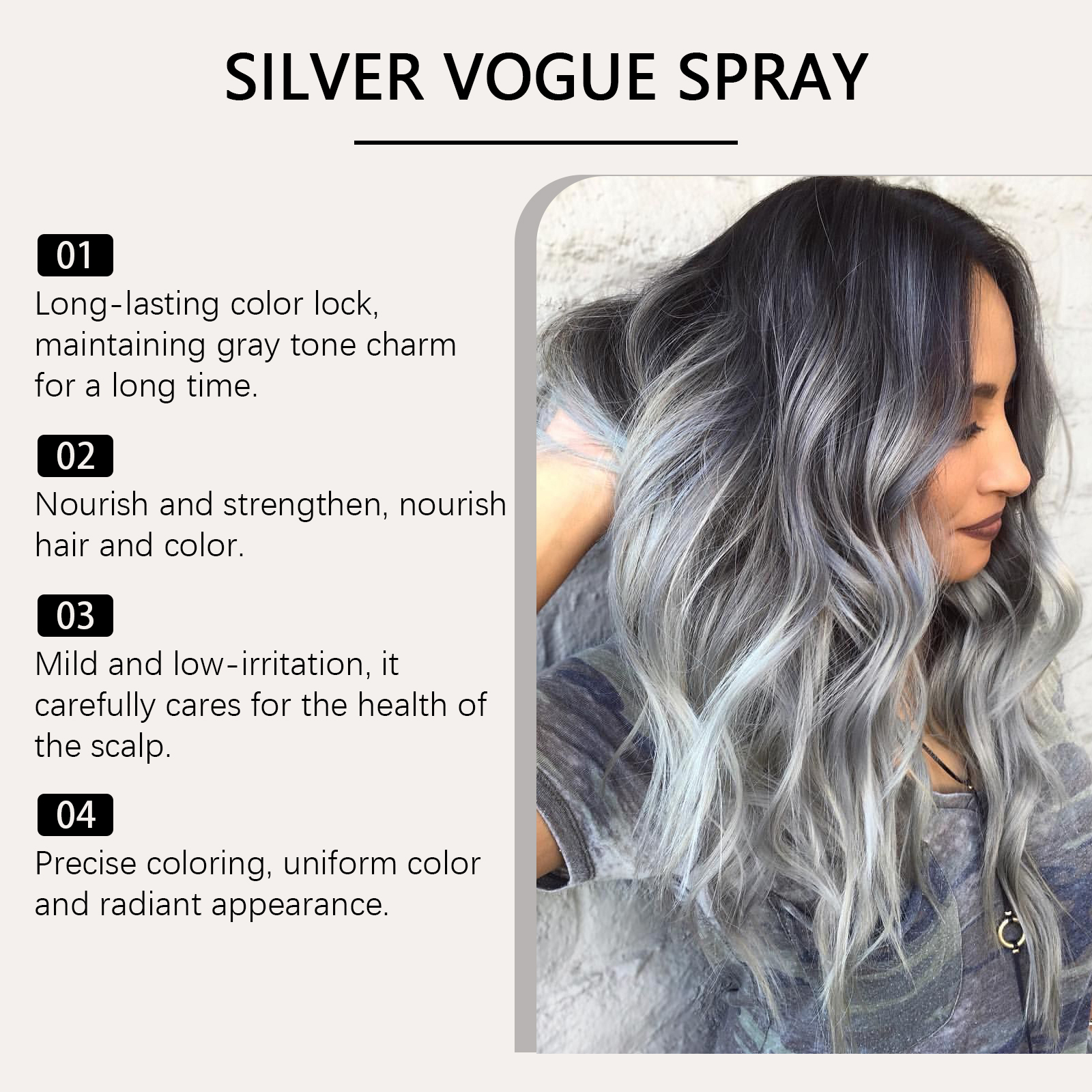 Silver Gray Hair Color Spray Temporary Fashion Hair Dye For Styling Parties Daily Wear Plant Based Formula