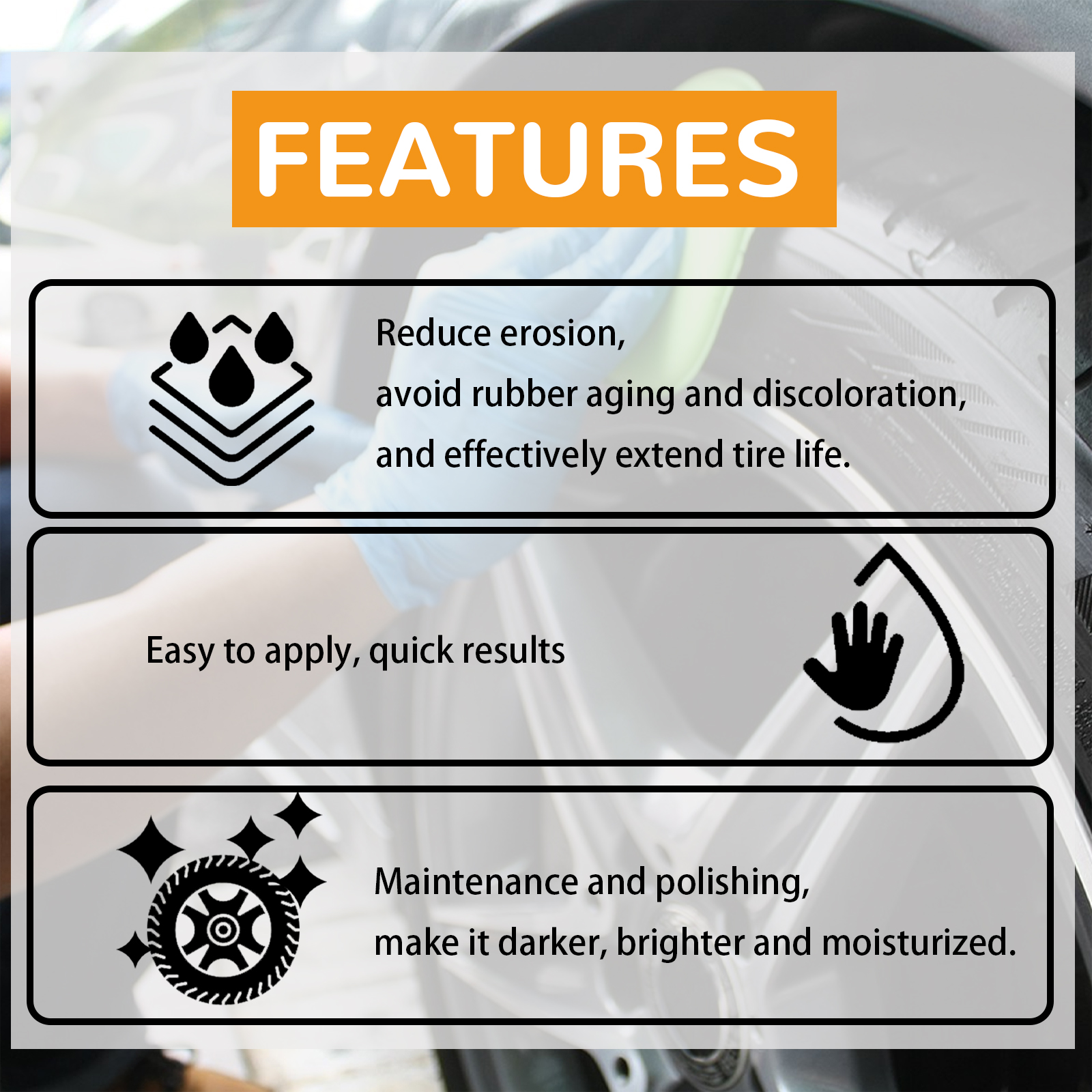 Car Tire Cleaner Kit Wheel Hub Polish Restorer Multi Purpose For Deep Cleaning And Shine 120ml