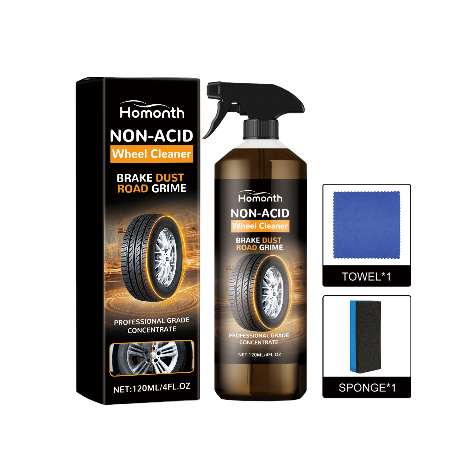 Car Tire Cleaner Kit Wheel Hub Polish Restorer Multi Purpose For Deep Cleaning And Shine 120ml