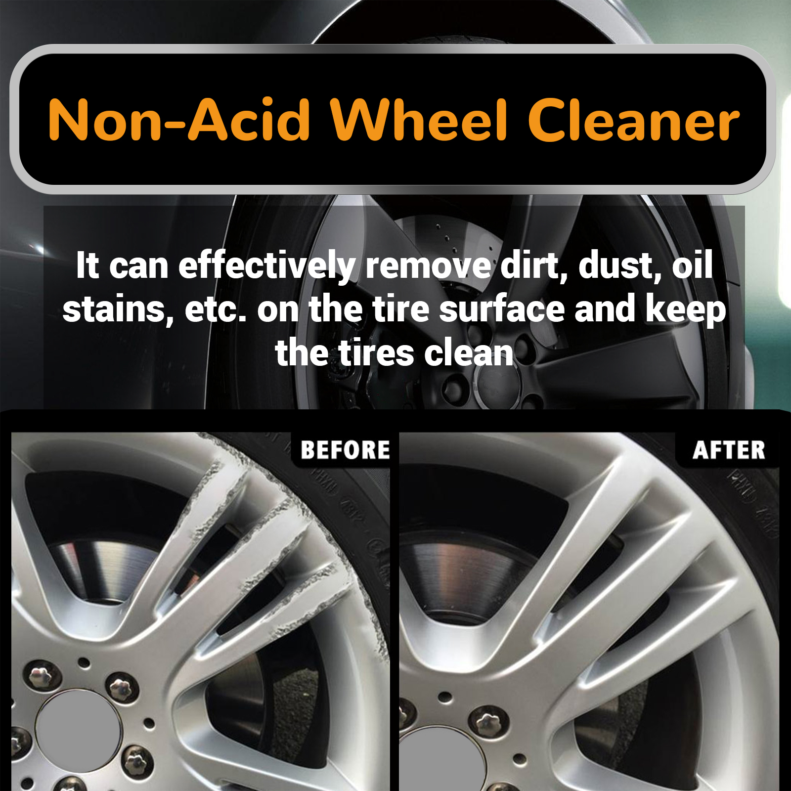 Car Tire Cleaner Kit Wheel Hub Polish Restorer Multi Purpose For Deep Cleaning And Shine 120ml