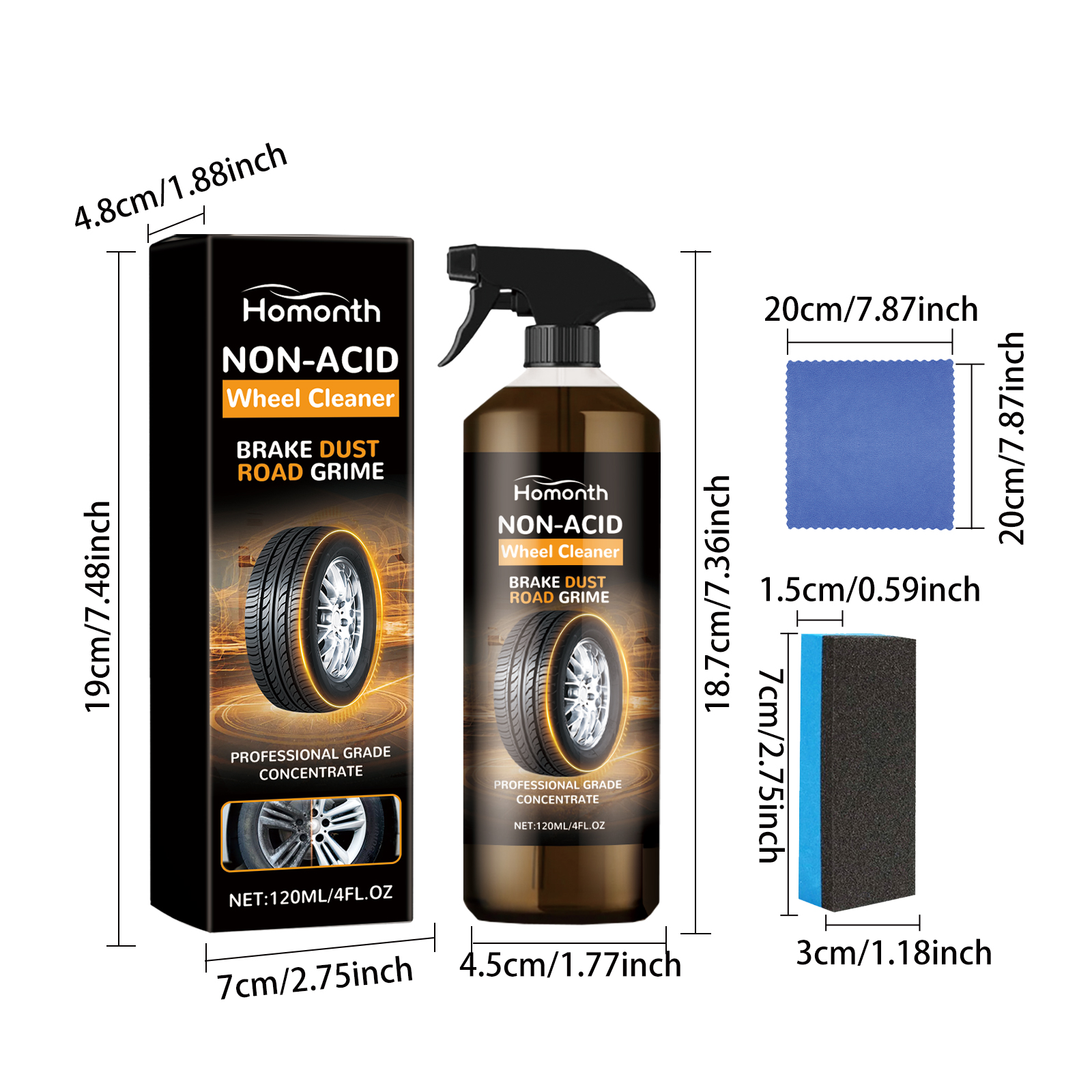 Car Tire Cleaner Kit Wheel Hub Polish Restorer Multi Purpose For Deep Cleaning And Shine 120ml