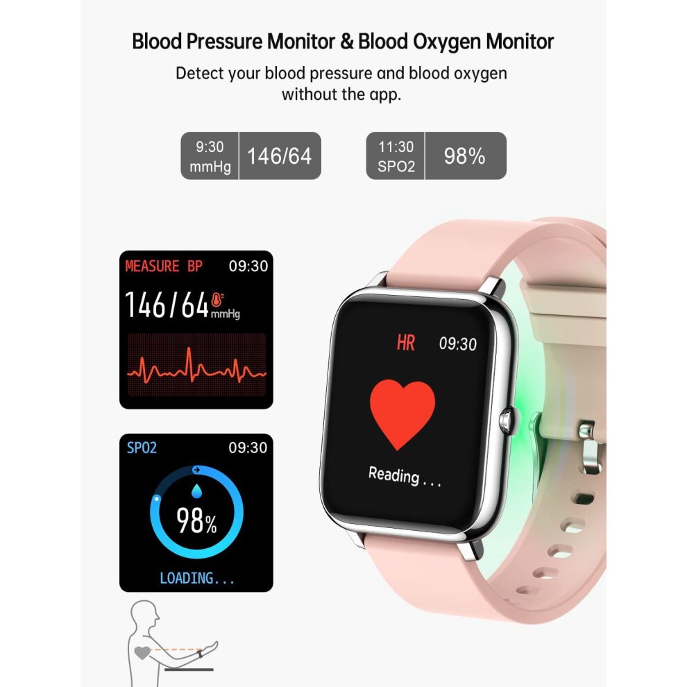 Smart Watch for Women Fitness Tracker Sports Watches with Blood Oxygen Blood Pressure Heart Rate Monitor Waterproof