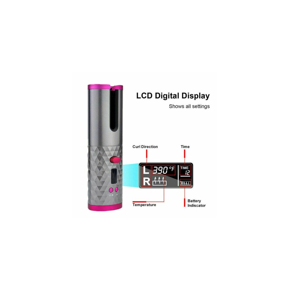 (Rose gold) Automatic Wireless Portable USB Charge Hair Curler