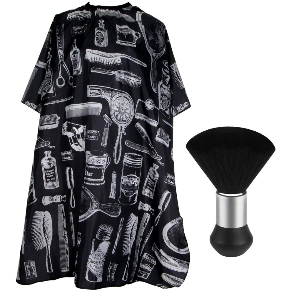 Professional Hair Cutting Cape with Neck Duster Brush, Salon Barber Cape, Hair Cutting A